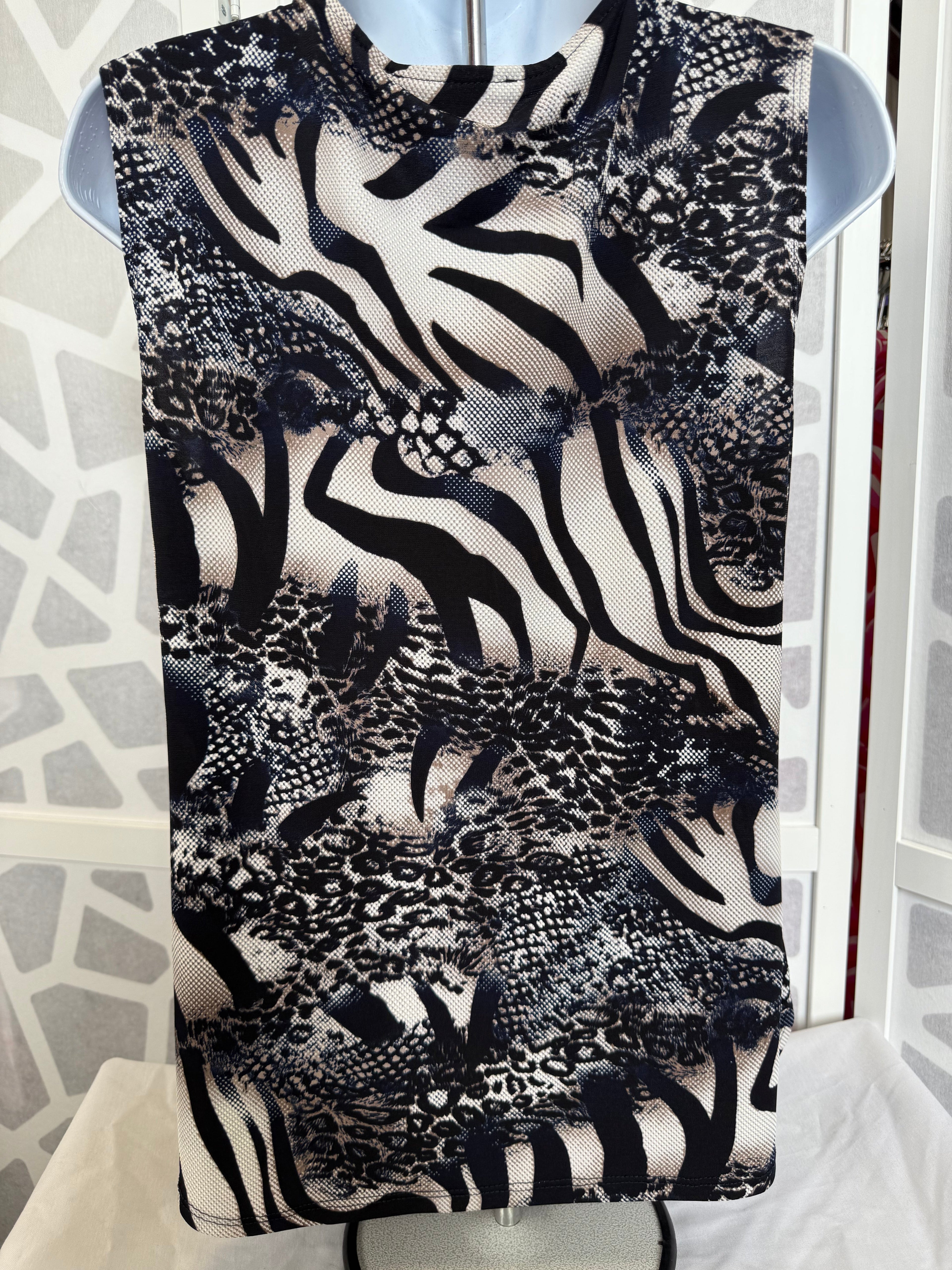 Frank Lyman - Blue and Black Animal Print Top
