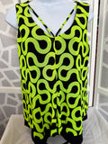 Frank Lyman - Sleeveless Mesh Lime Green Black Top