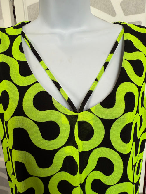 Frank Lyman - Sleeveless Mesh Lime Green Black Top