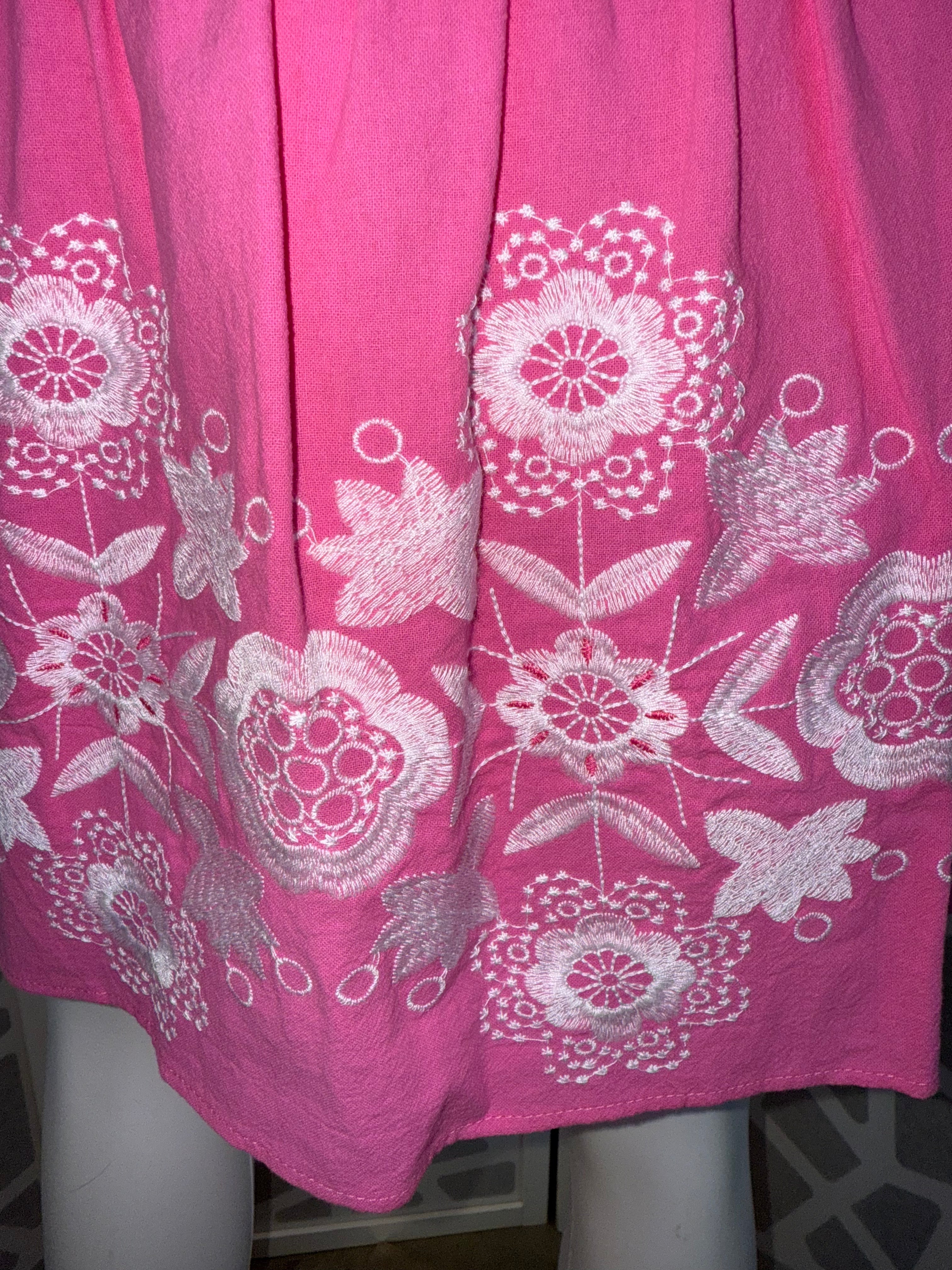 Tyler Boë - Pink Embroidered Skimmer Dress