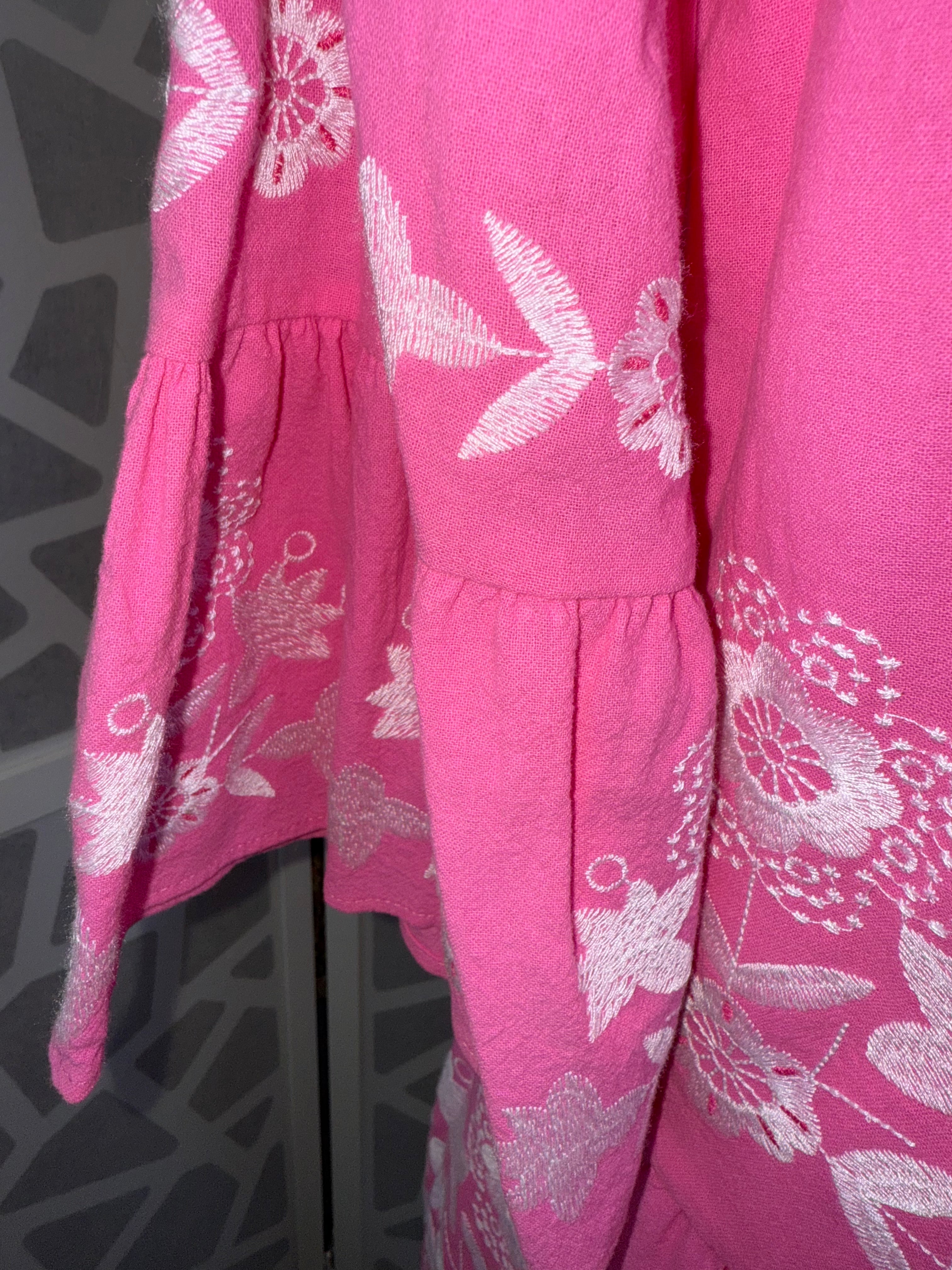 Tyler Boë - Pink Embroidered Skimmer Dress