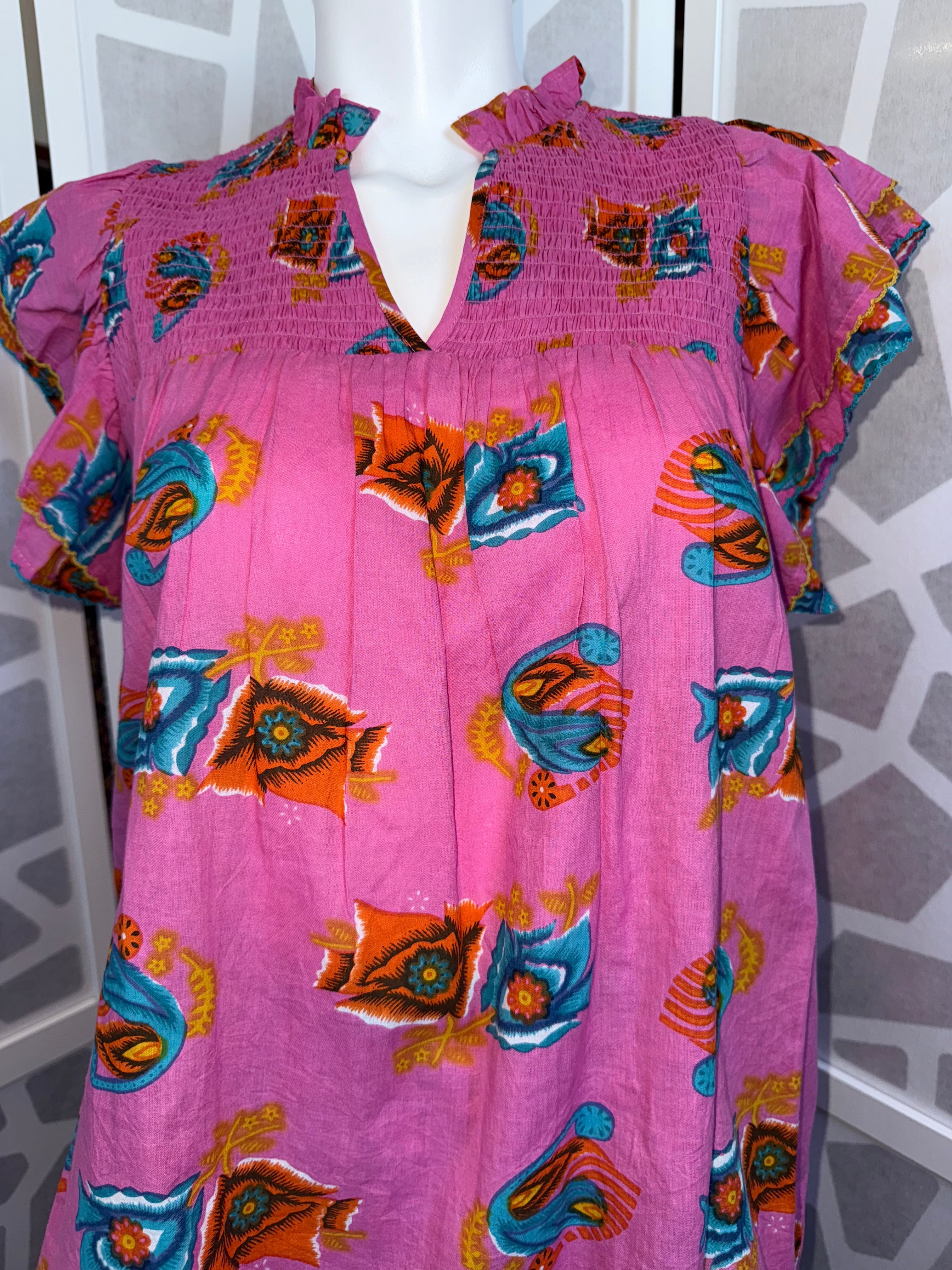 Ivy Jane - Pink Smocked Yoke Blouse