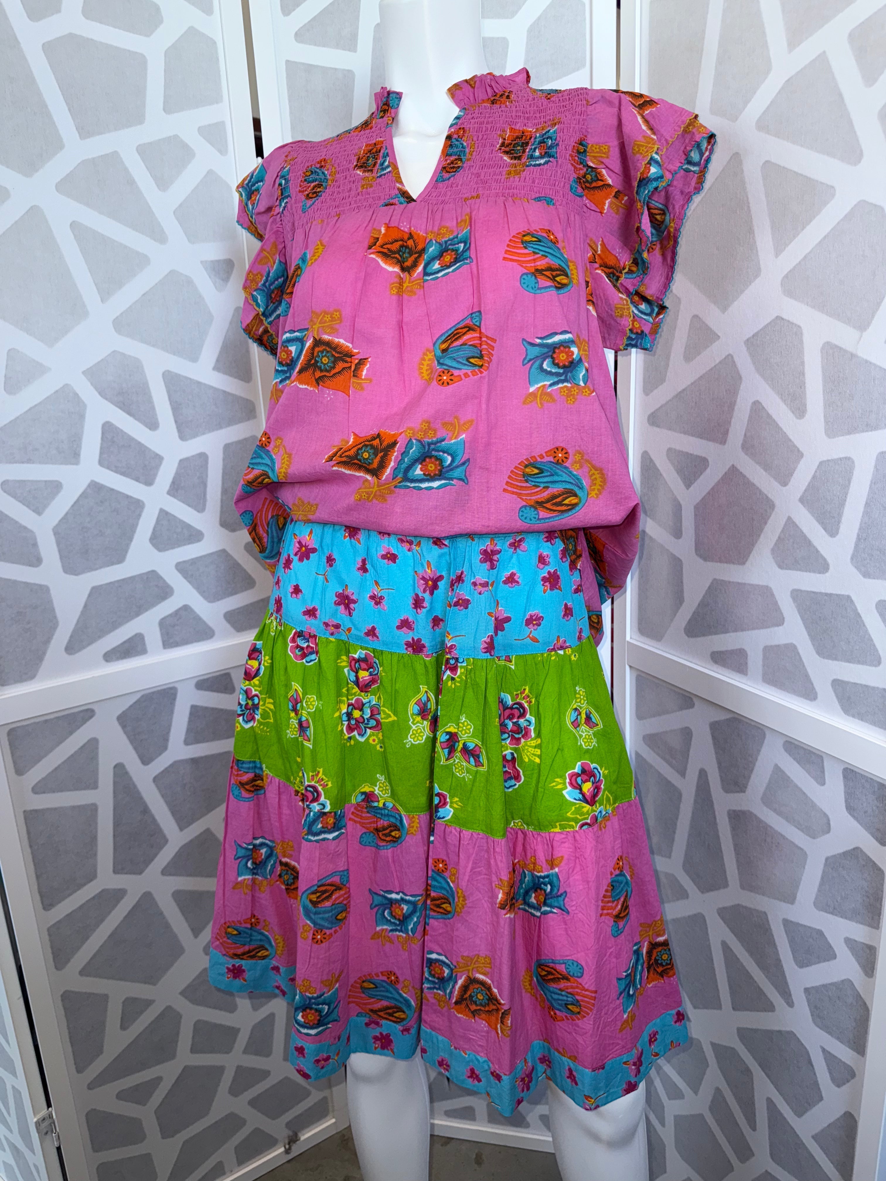 Ivy Jane - Pink Smocked Yoke Blouse