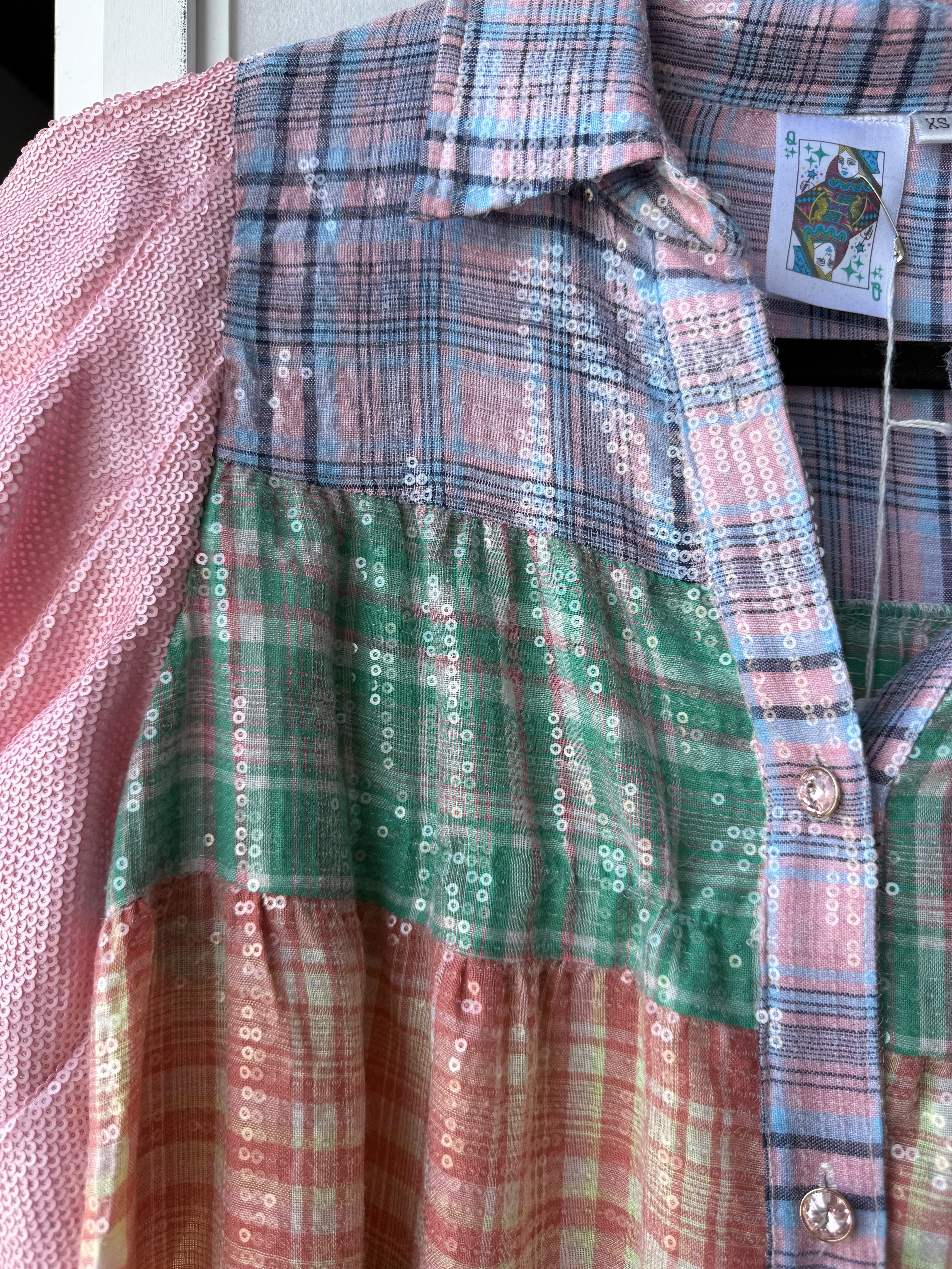 Queen of Sparkles - Pastel Plaid Button Up Dress