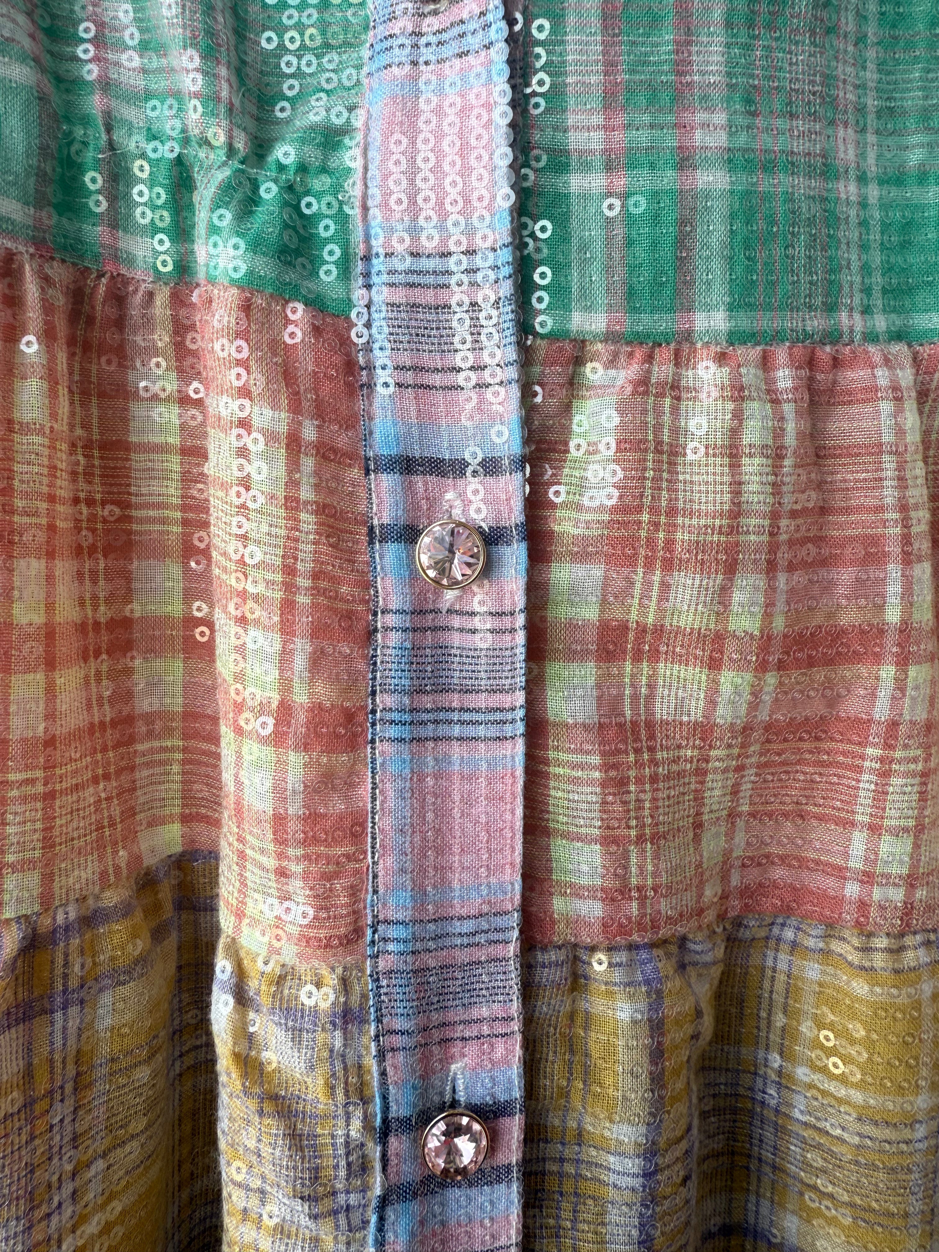 Queen of Sparkles - Pastel Plaid Button Up Dress