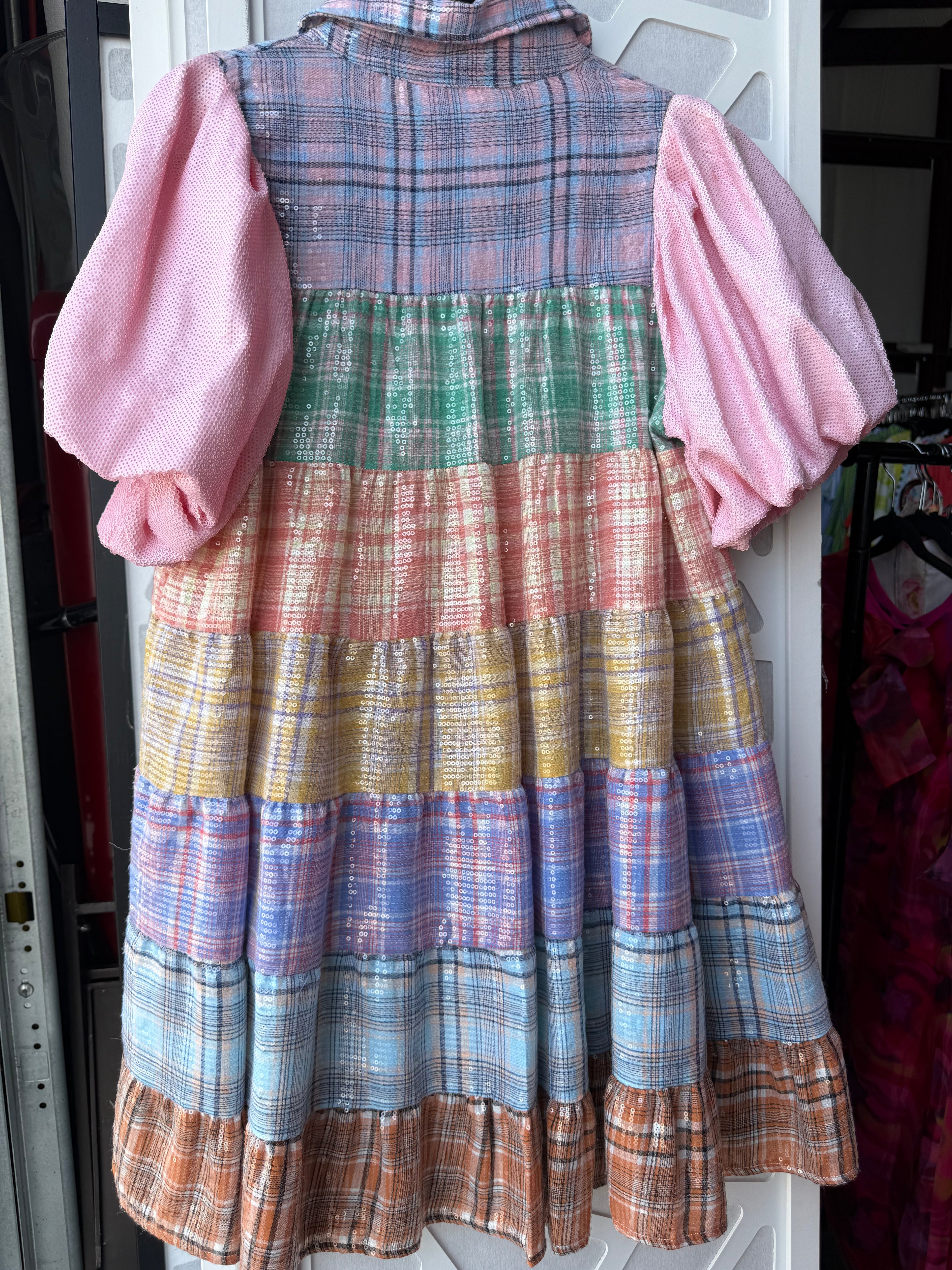 Queen of Sparkles - Pastel Plaid Button Up Dress