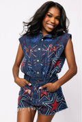 Queen of Sparkles - Denim Star Romper