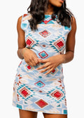 Queen Of Sparkles - Multi Sequin Aztec Print Knit Tank Dress