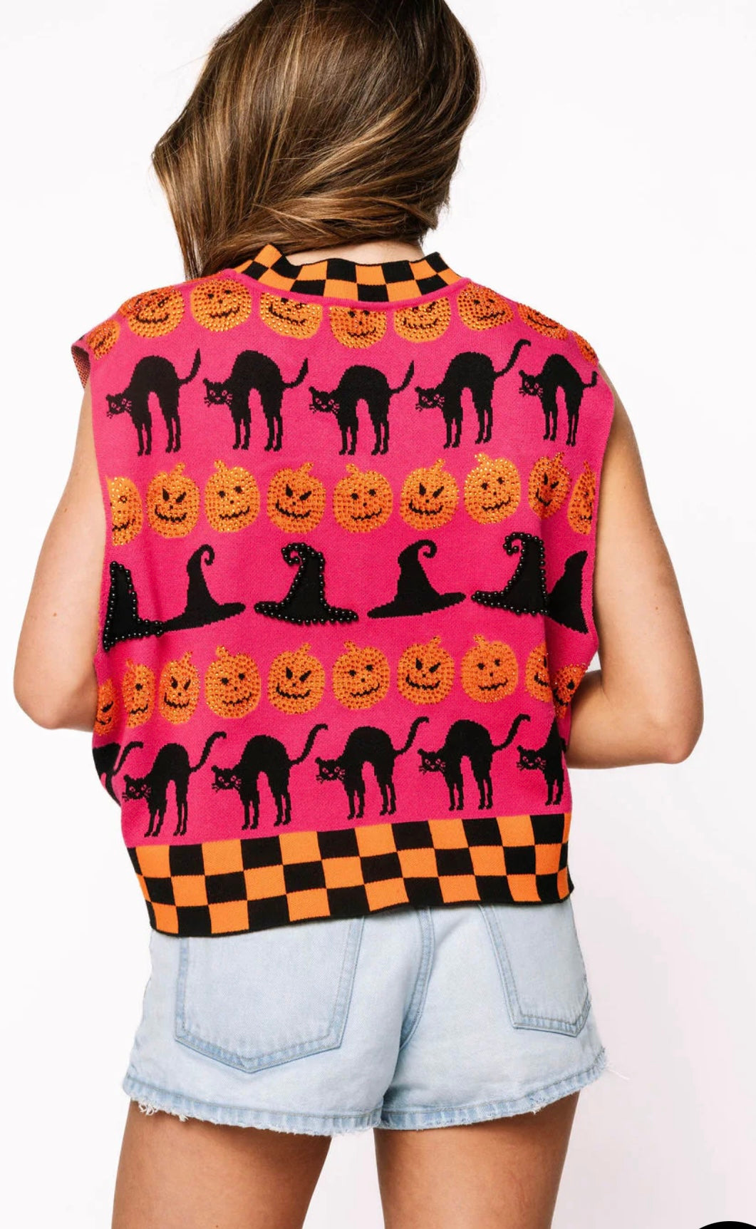 Queen of Sparkles-Checker Trim Halloween Icon Tank