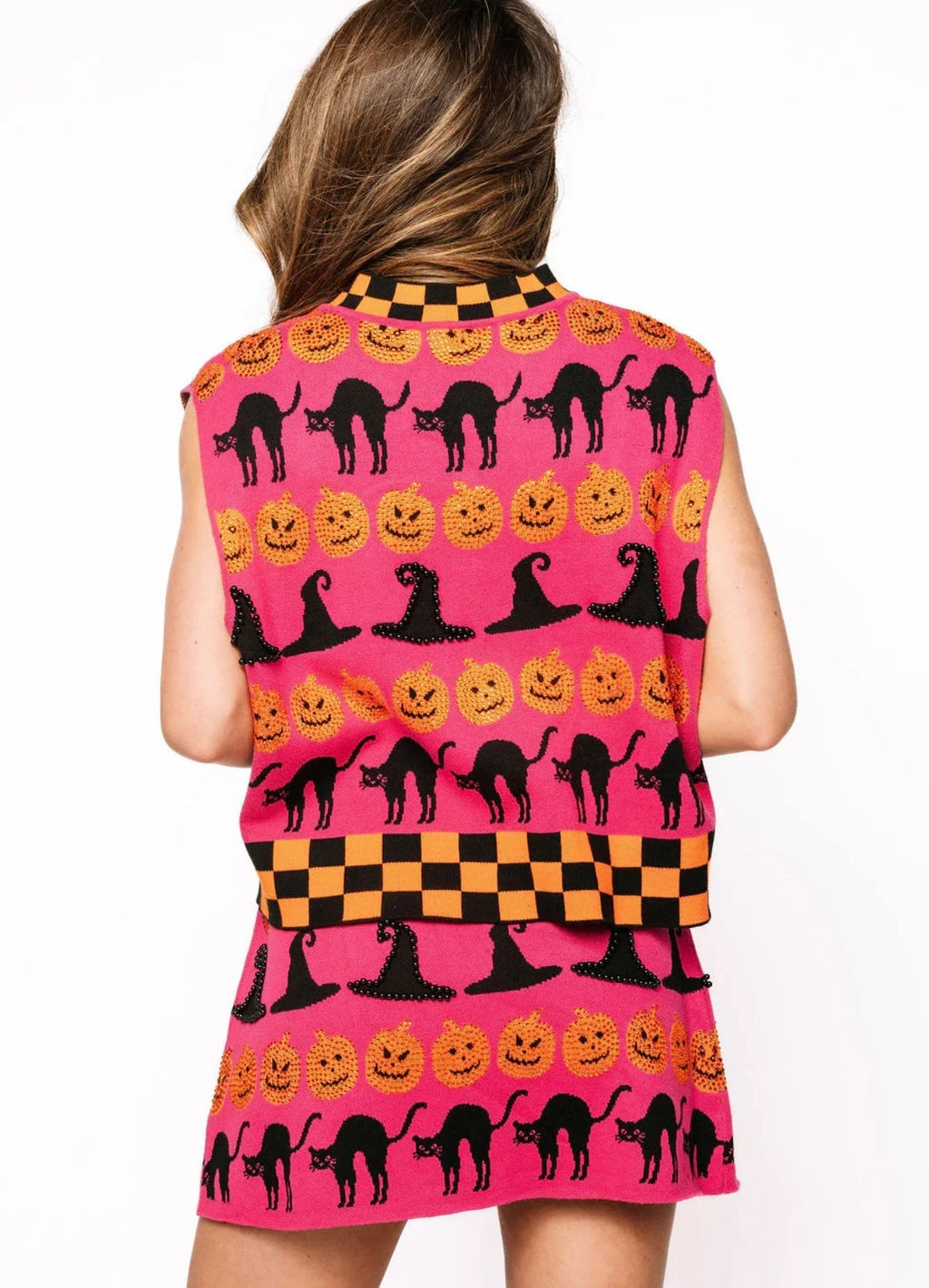 Queen of Sparkles-Checker Trim Halloween Icon Skirt