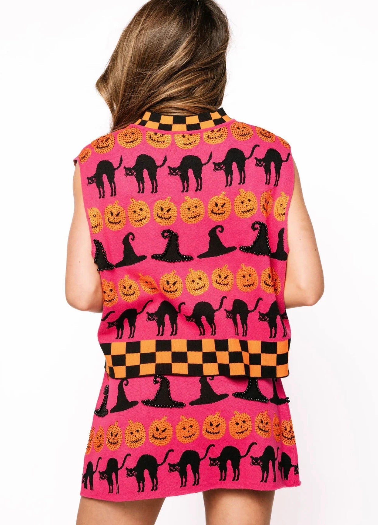 Queen of Sparkles-Checker Trim Halloween Icon Skirt