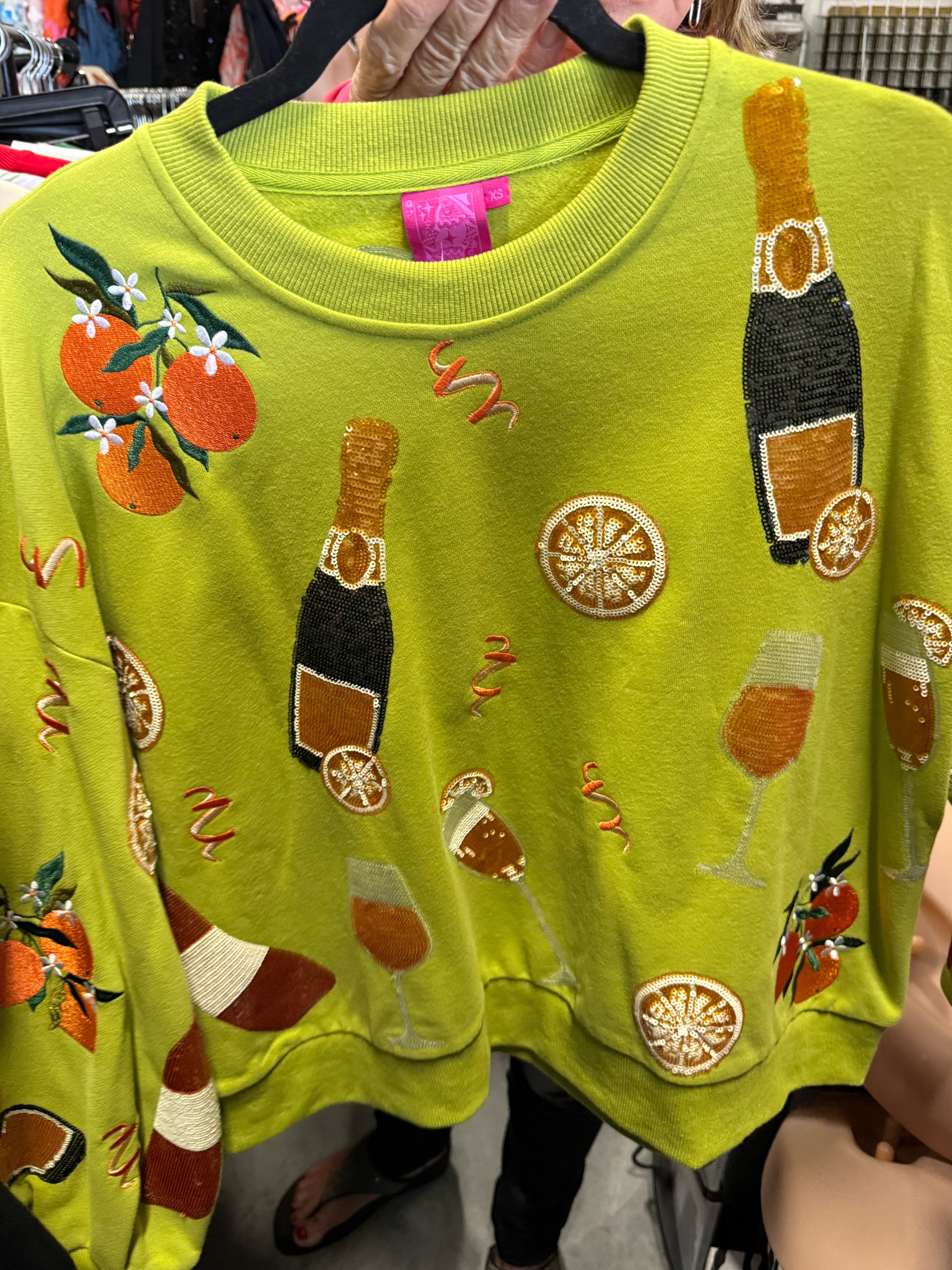 Queen of Sparkles-Green Mimosa Sweatshirt