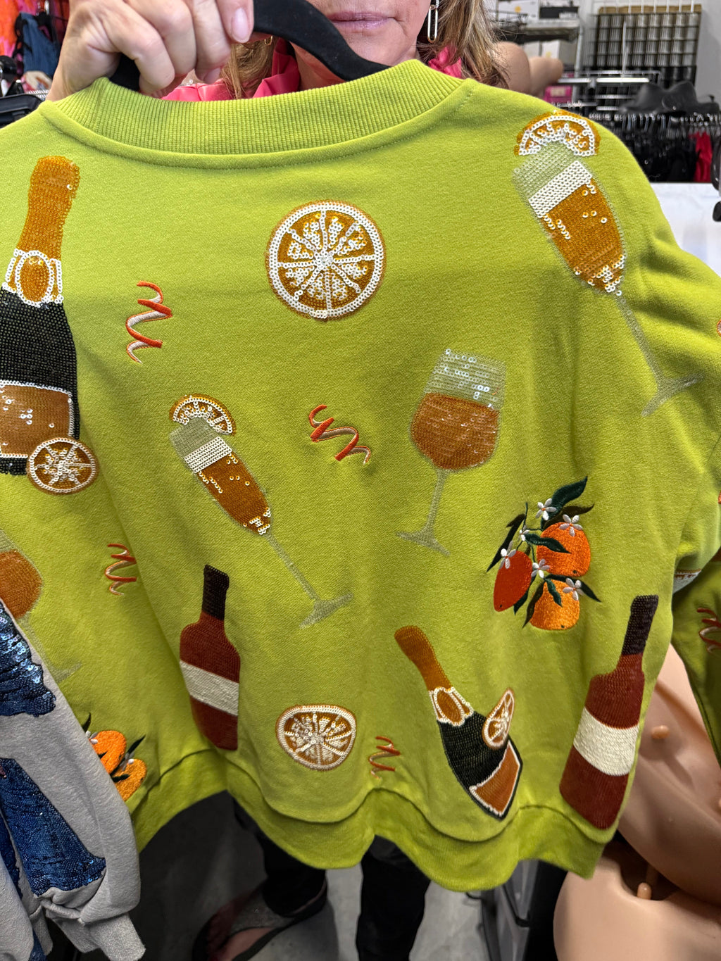 Queen of Sparkles-Green Mimosa Sweatshirt