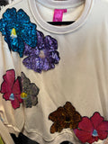Queen of Sparkles-Beige Oversized Flower Sweatshirt