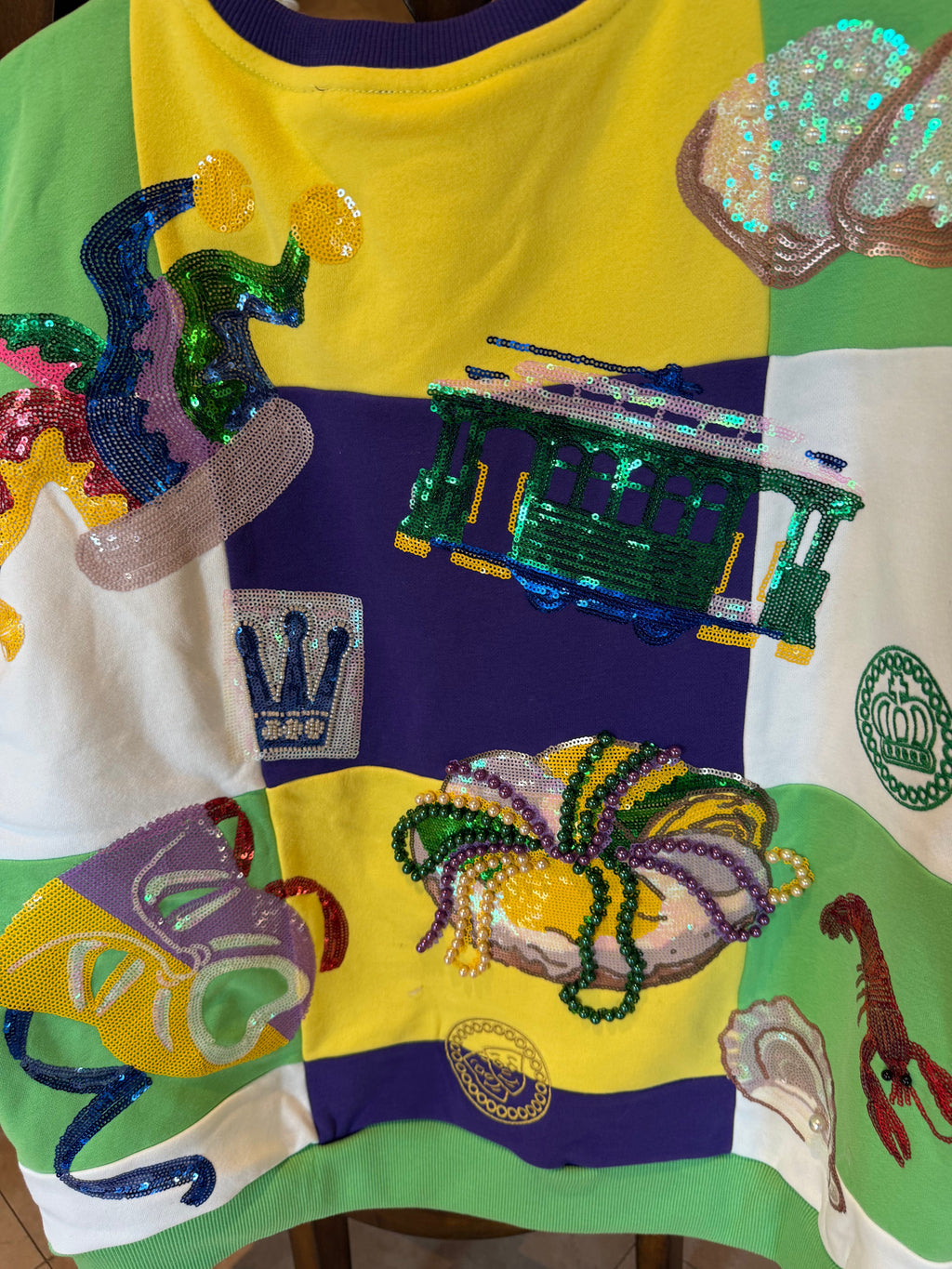 Queen of Sparkles-Mardi Gras Icon Color Block Sweatshirt