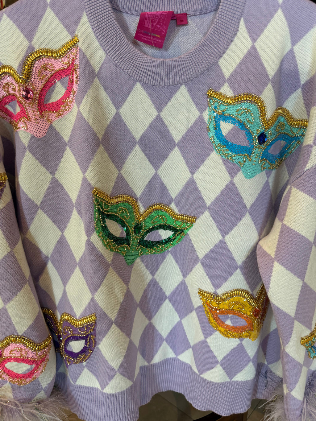 Queen of Sparkles-Harlequin Masks Sweater