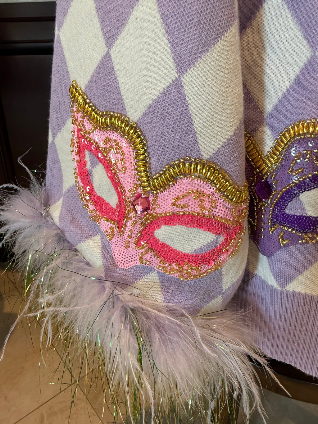 Queen of Sparkles-Harlequin Masks Sweater