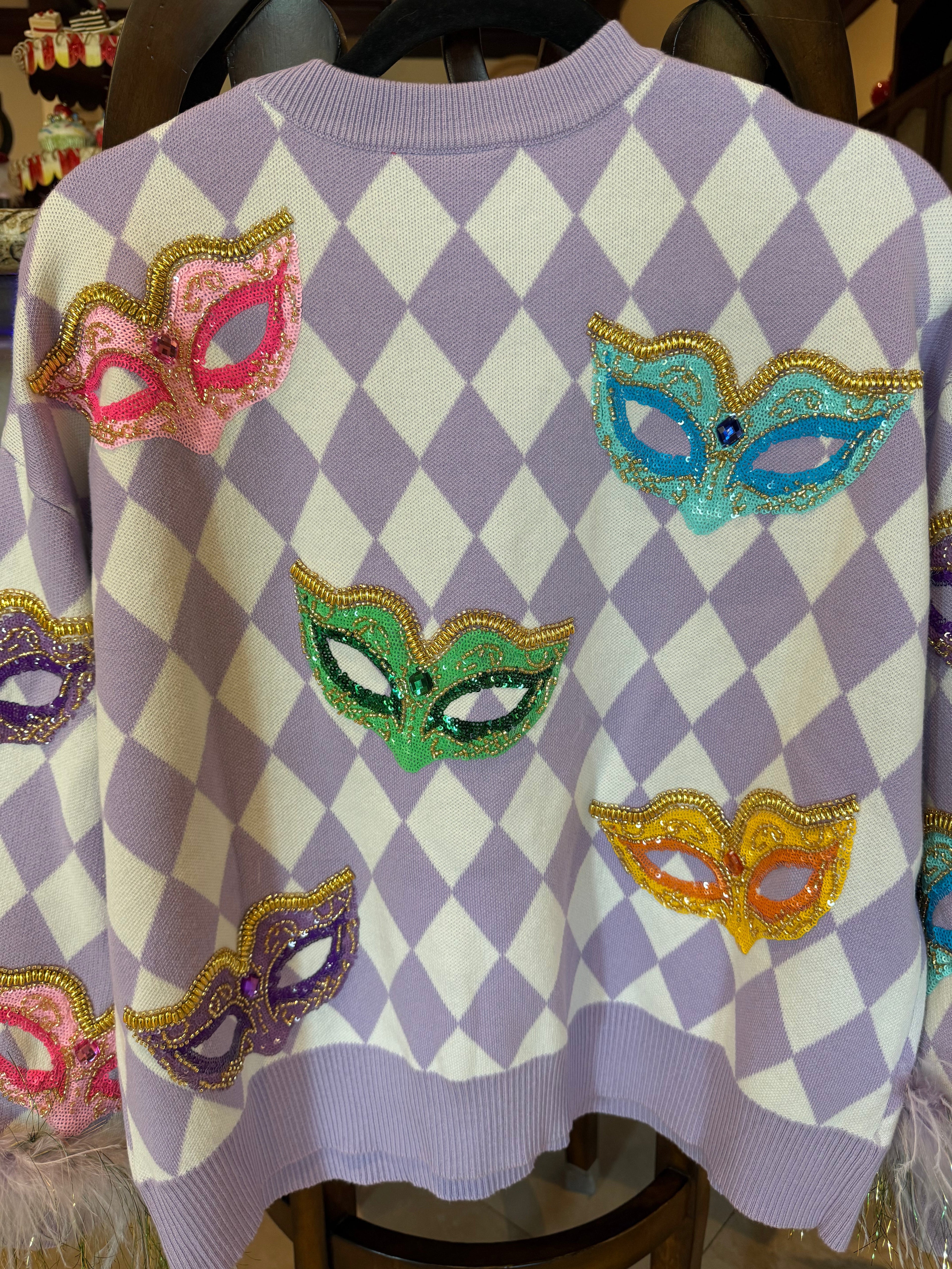 Queen of Sparkles-Harlequin Masks Sweater