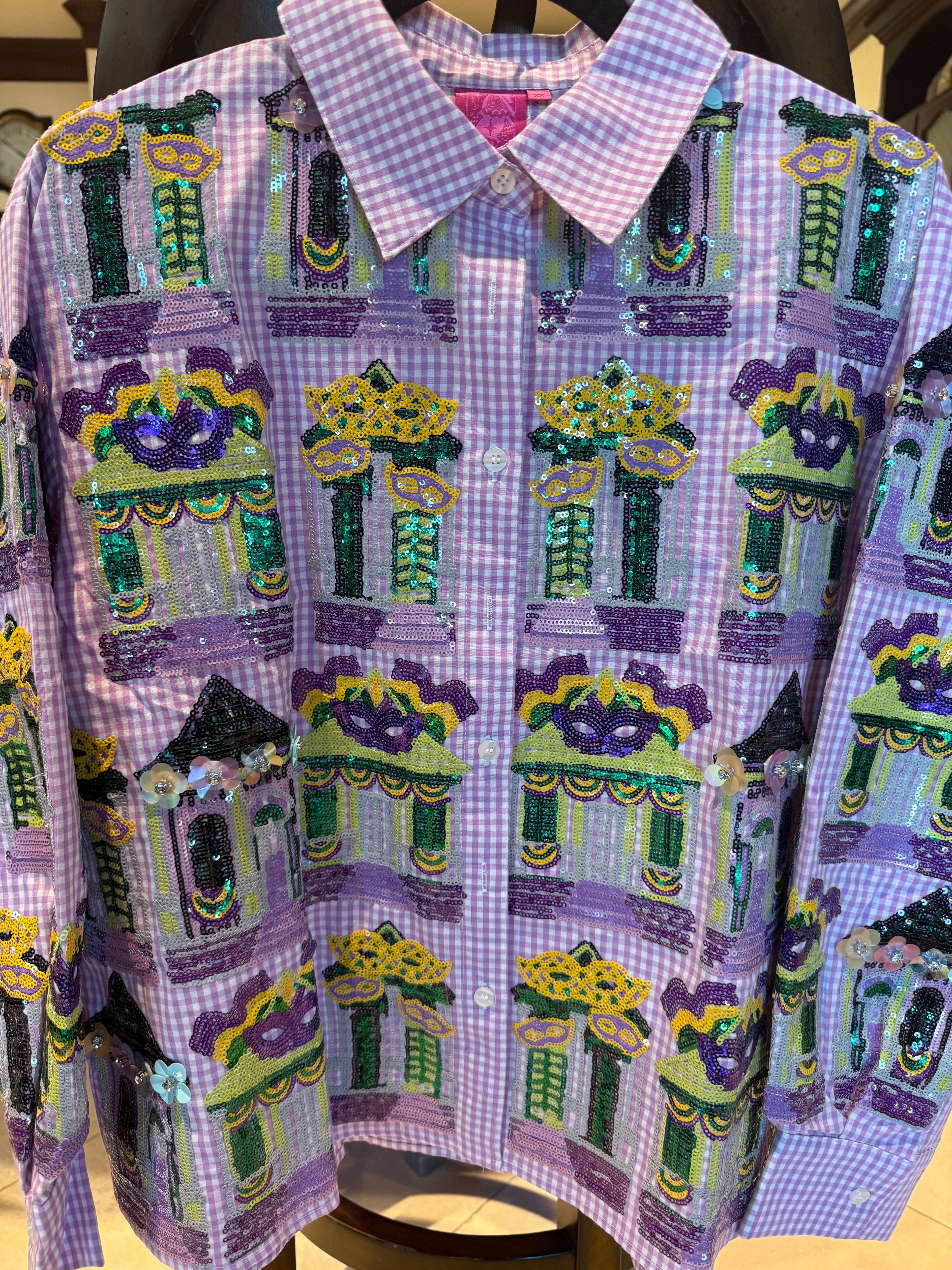 Queen of Sparkles - Mardi Gras Porches Button Up Shirt