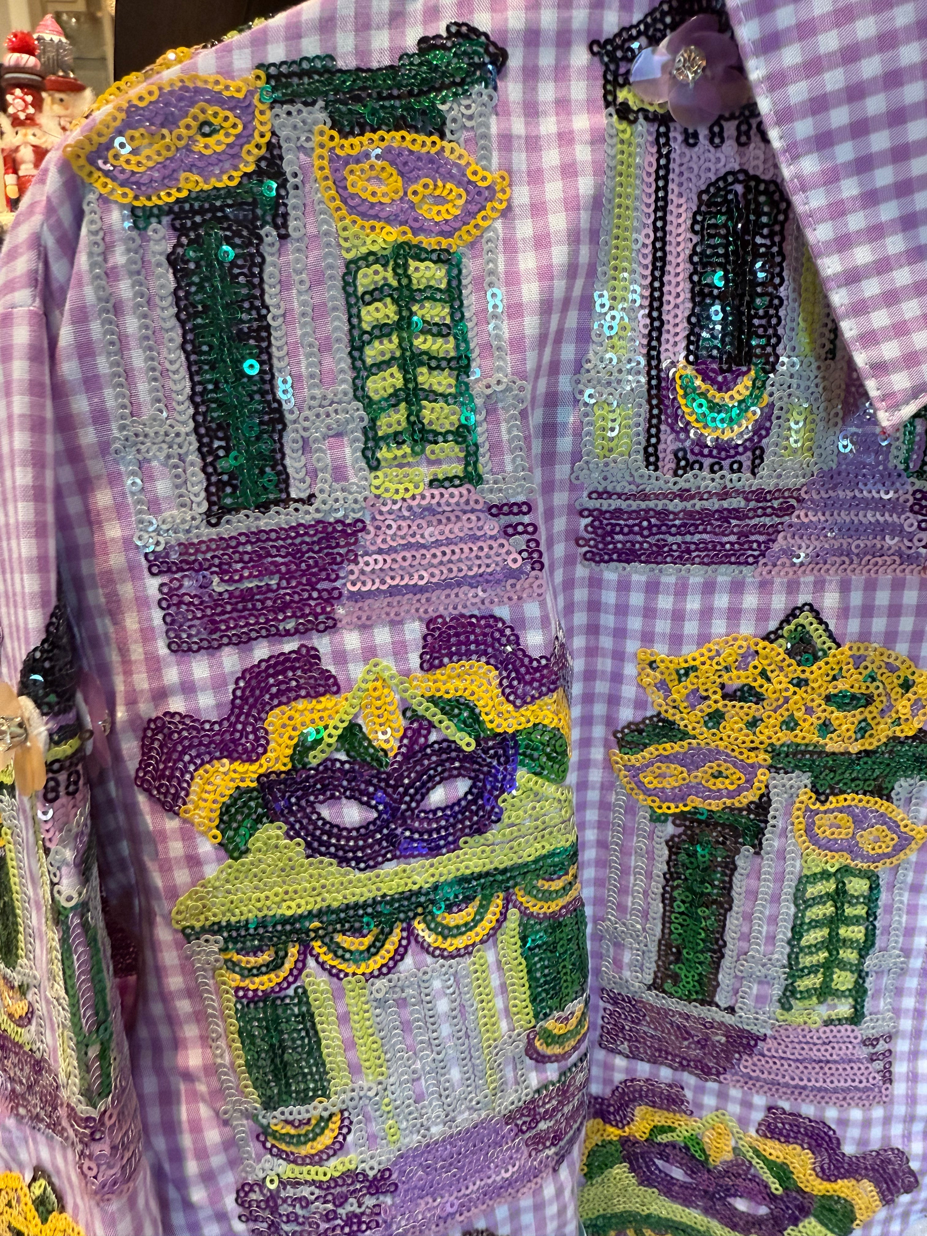Queen of Sparkles - Mardi Gras Porches Button Up Shirt