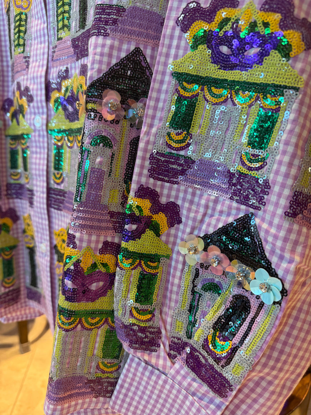 Queen of Sparkles - Mardi Gras Porches Button Up Shirt