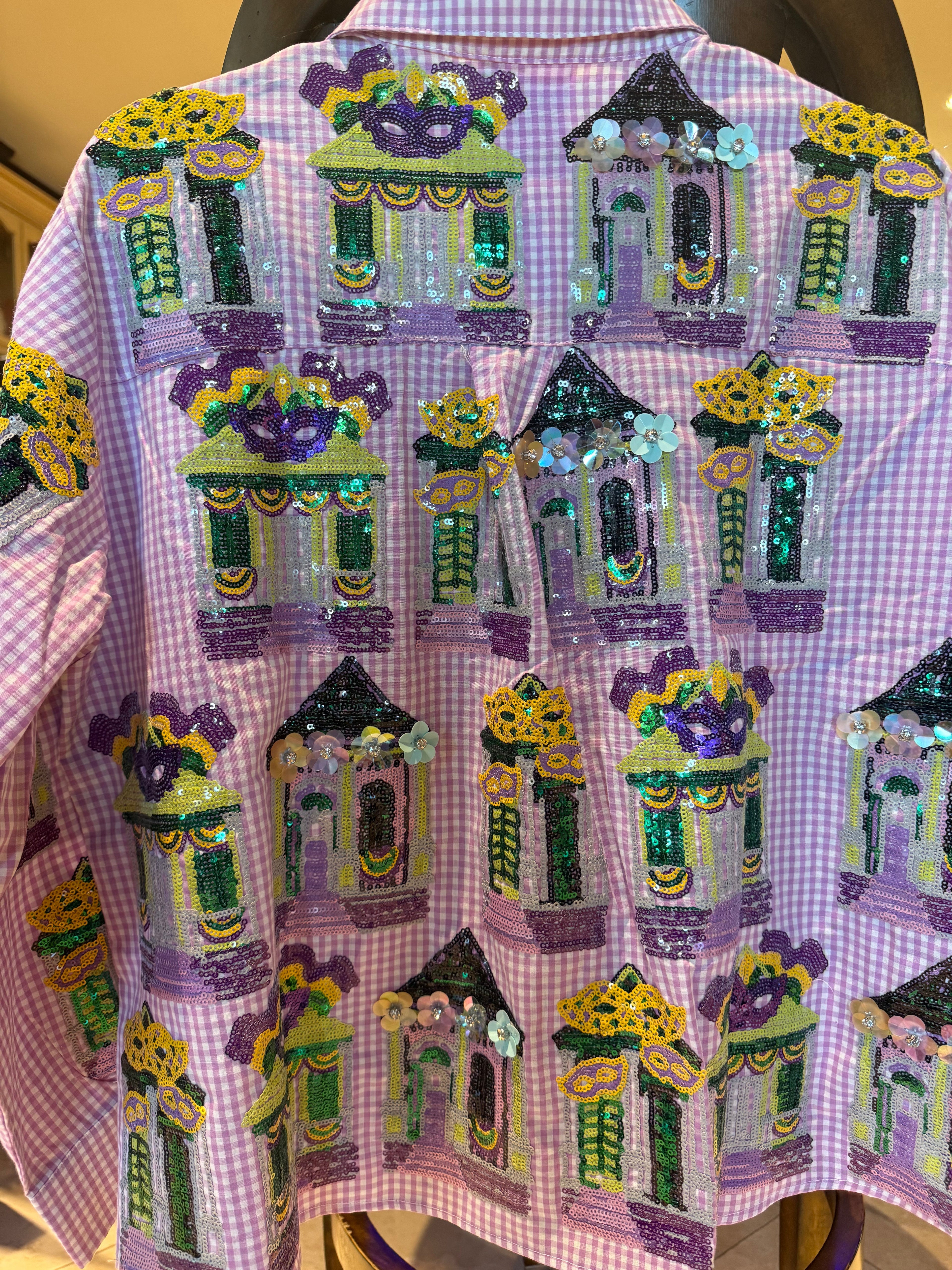 Queen of Sparkles - Mardi Gras Porches Button Up Shirt