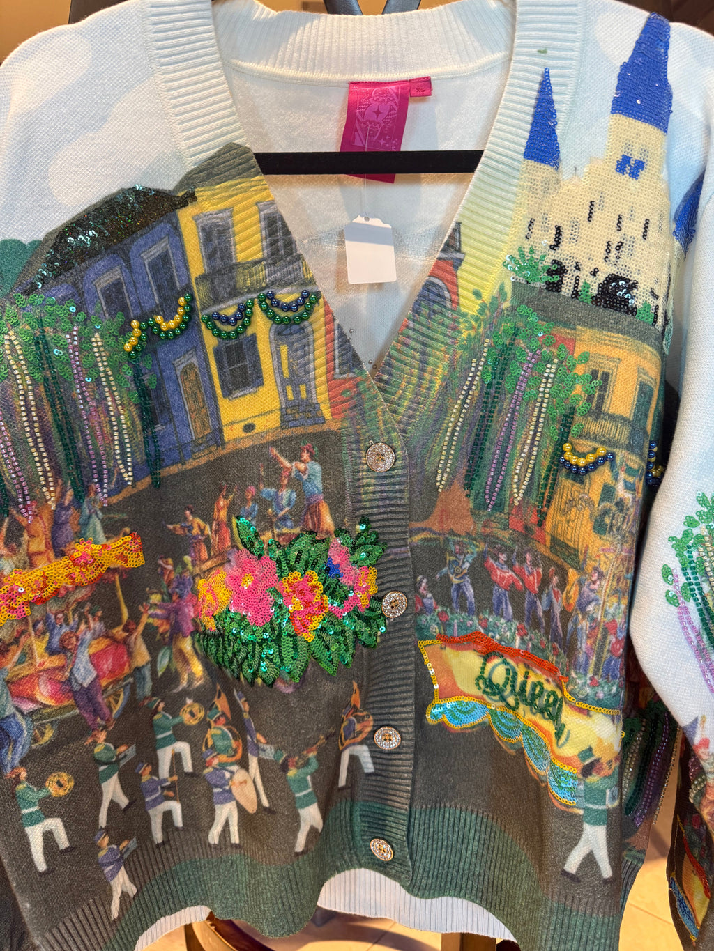 Queen of Sparkles-Mardi Gras Parade Cardigan