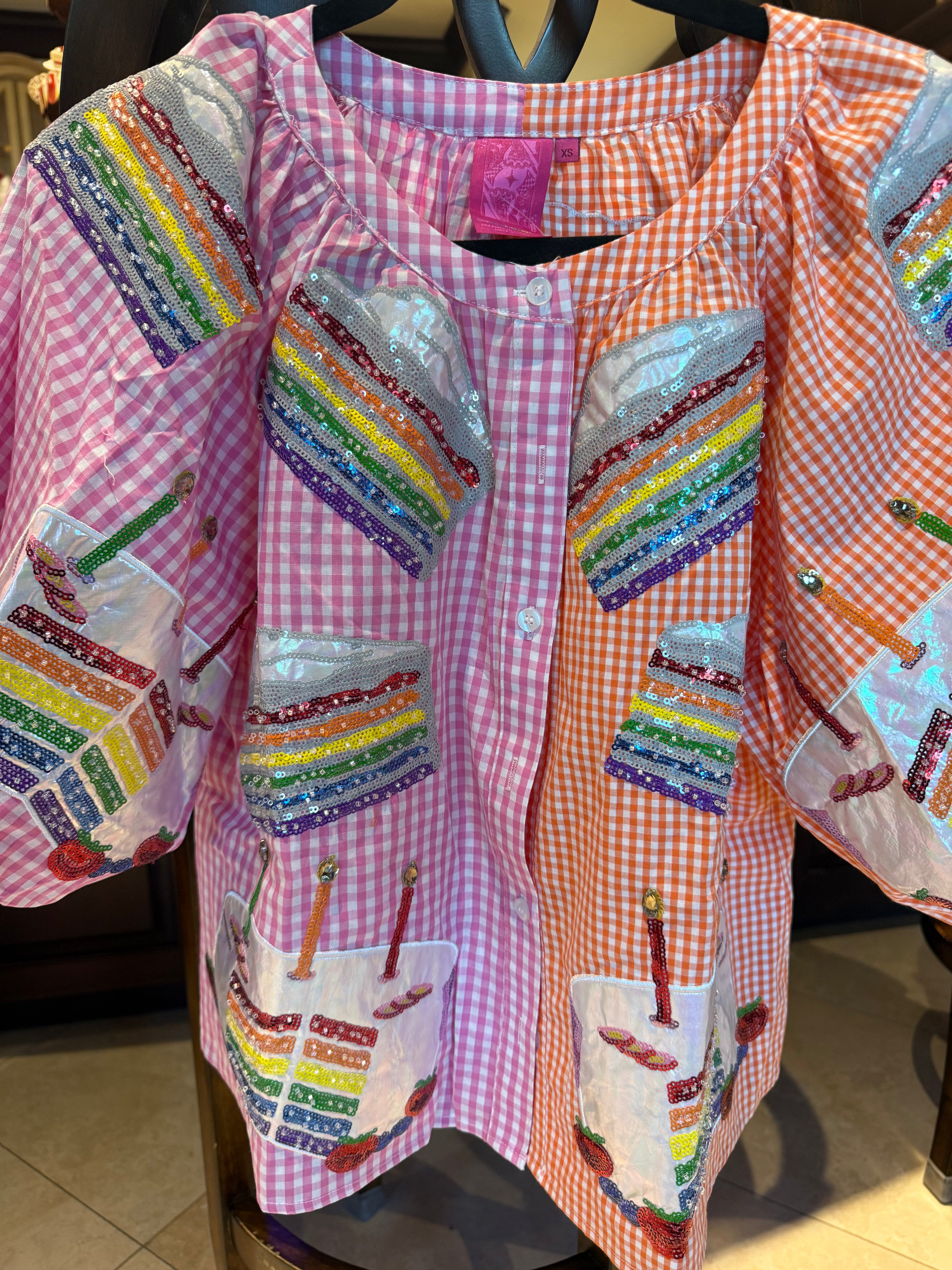 Queen of Sparkles-Happy Birthday Gingham Top