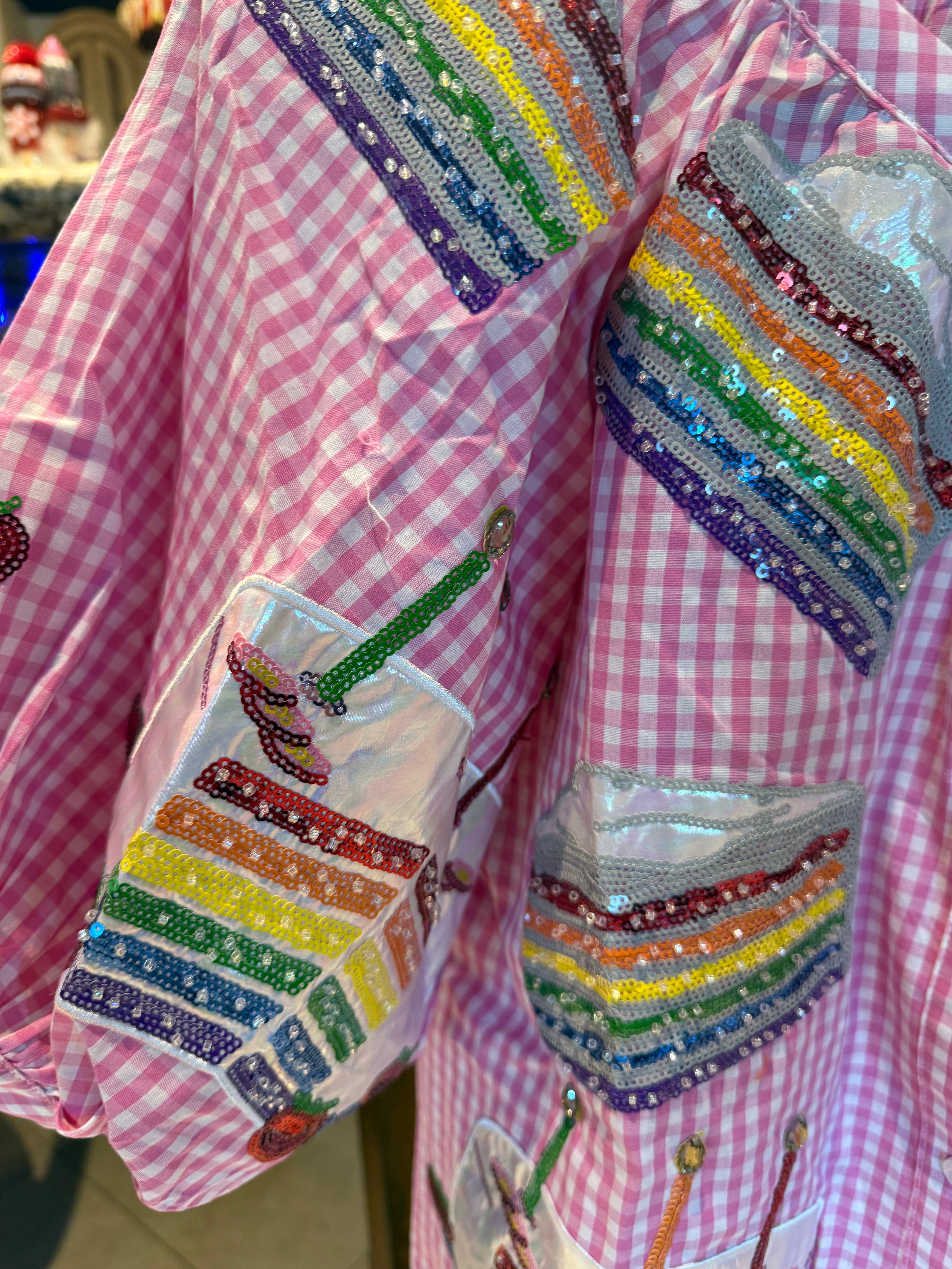 Queen of Sparkles-Happy Birthday Gingham Top