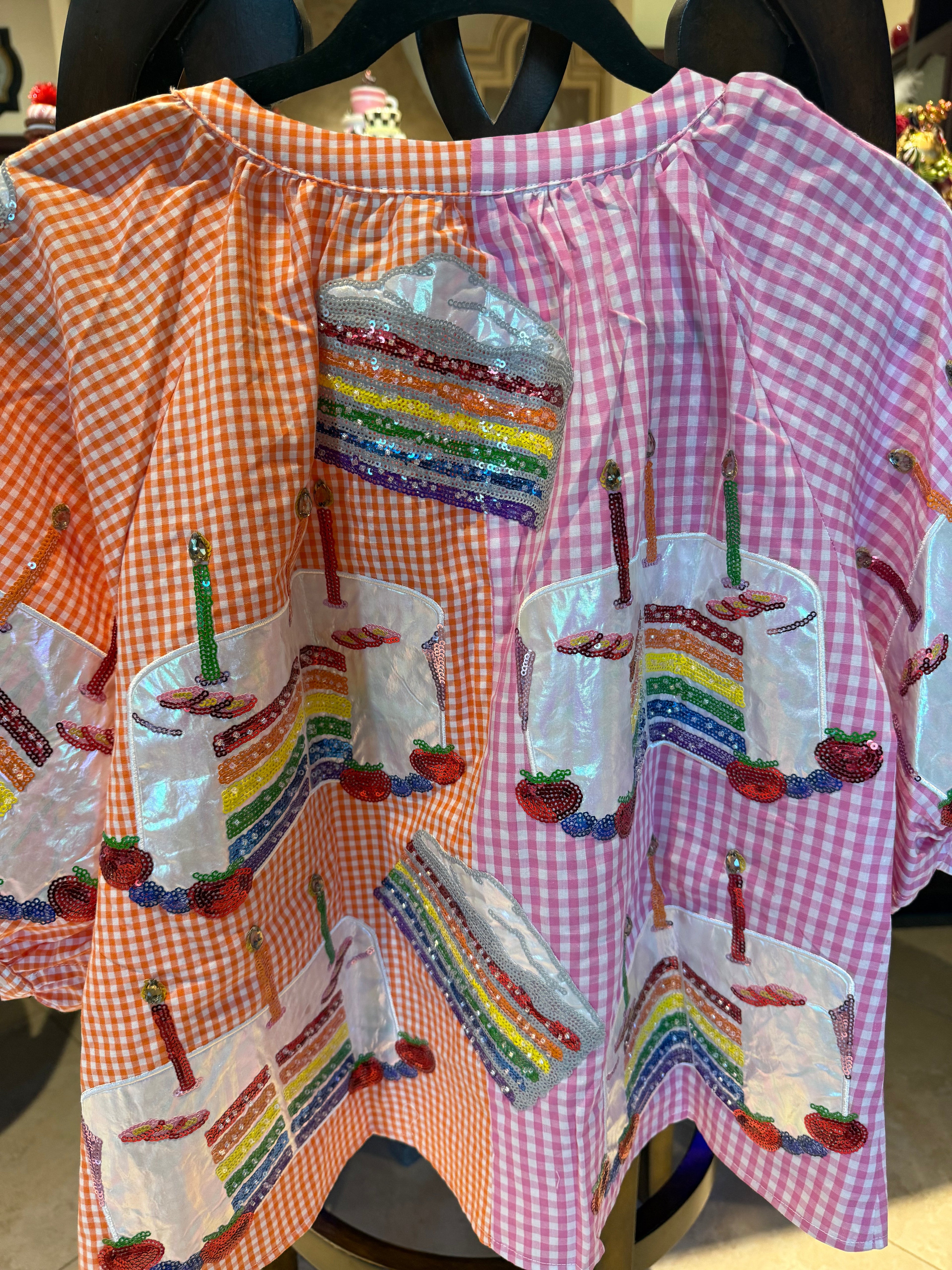 Queen of Sparkles-Happy Birthday Gingham Top