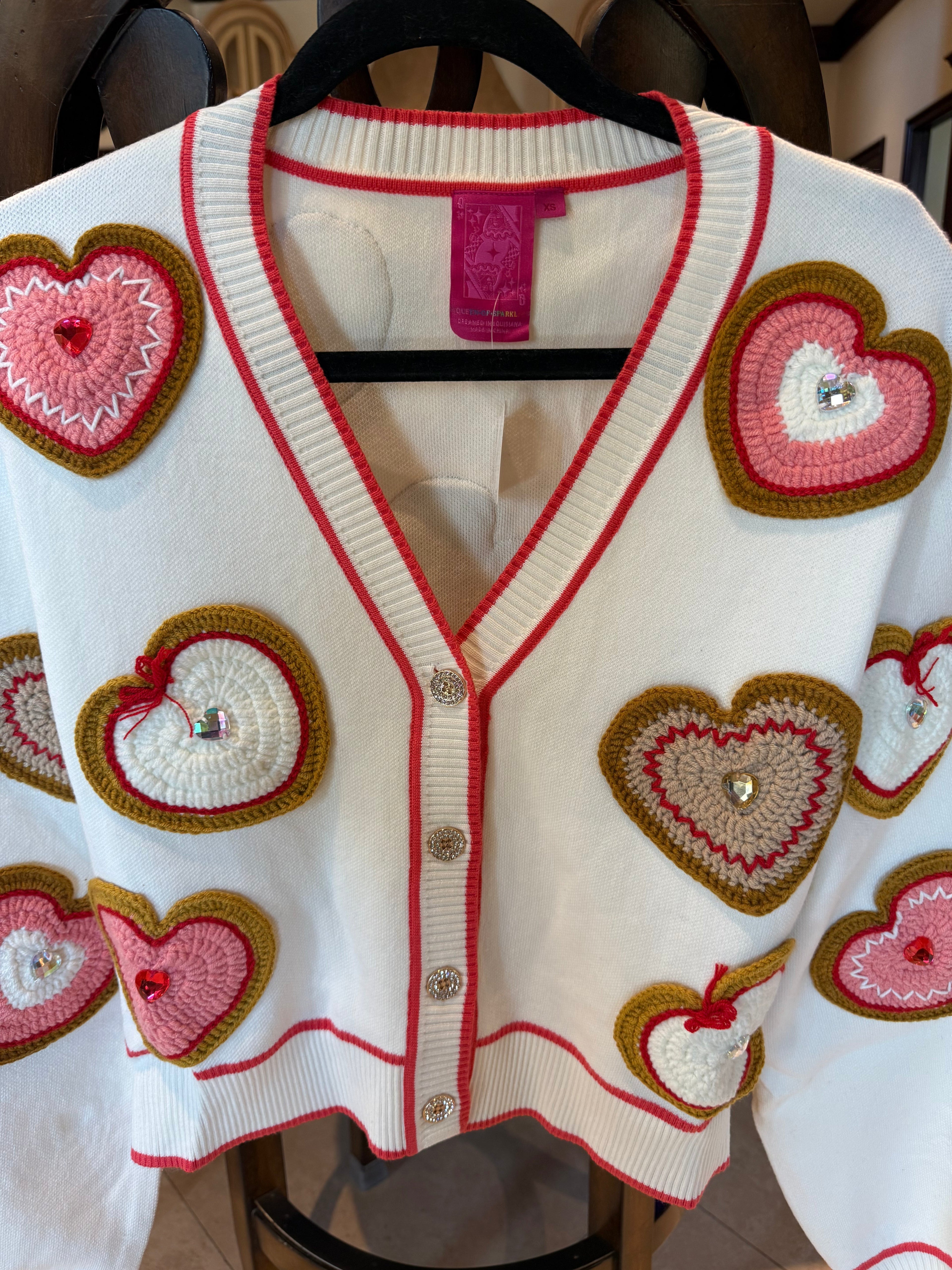 Queen of Sparkles - Crochet Heart Cardigan