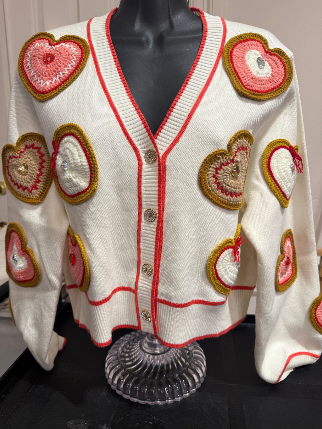 Queen of Sparkles - Crochet Heart Cardigan