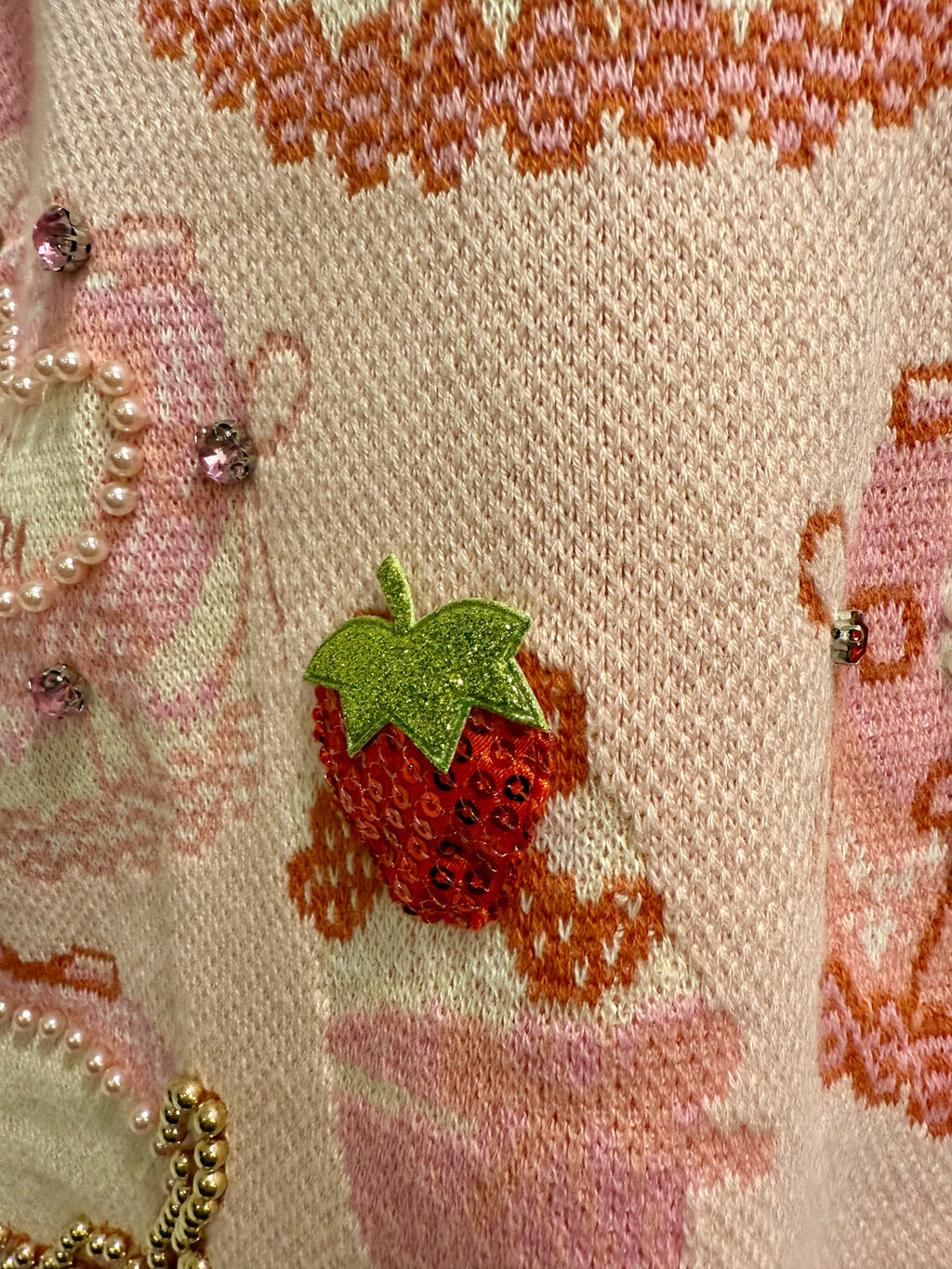 Queen of Sparkles-Strawberry Cake Cap Sleeve Knit Top