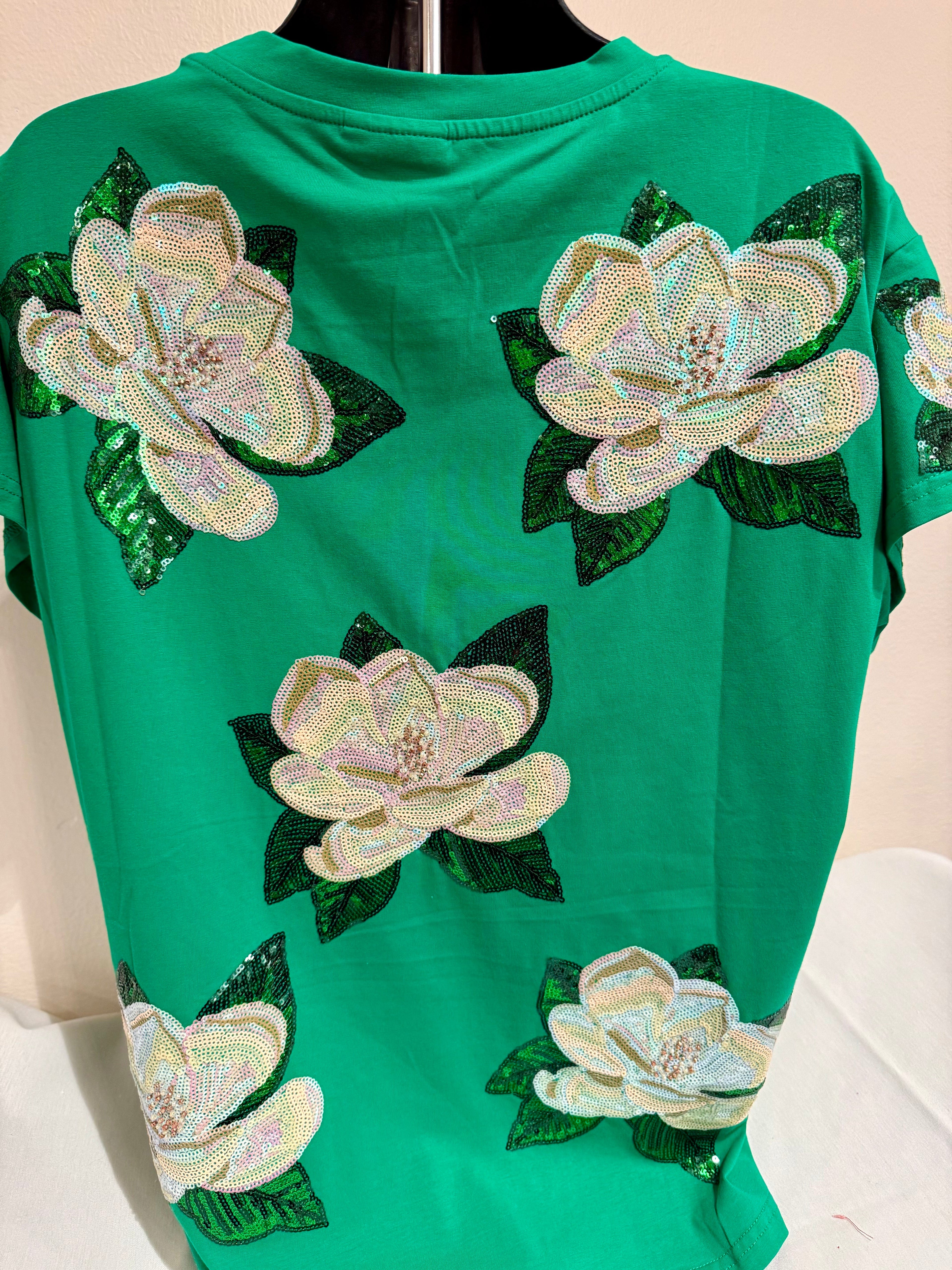 Queen of Sparkles - Green Magnolia Tee