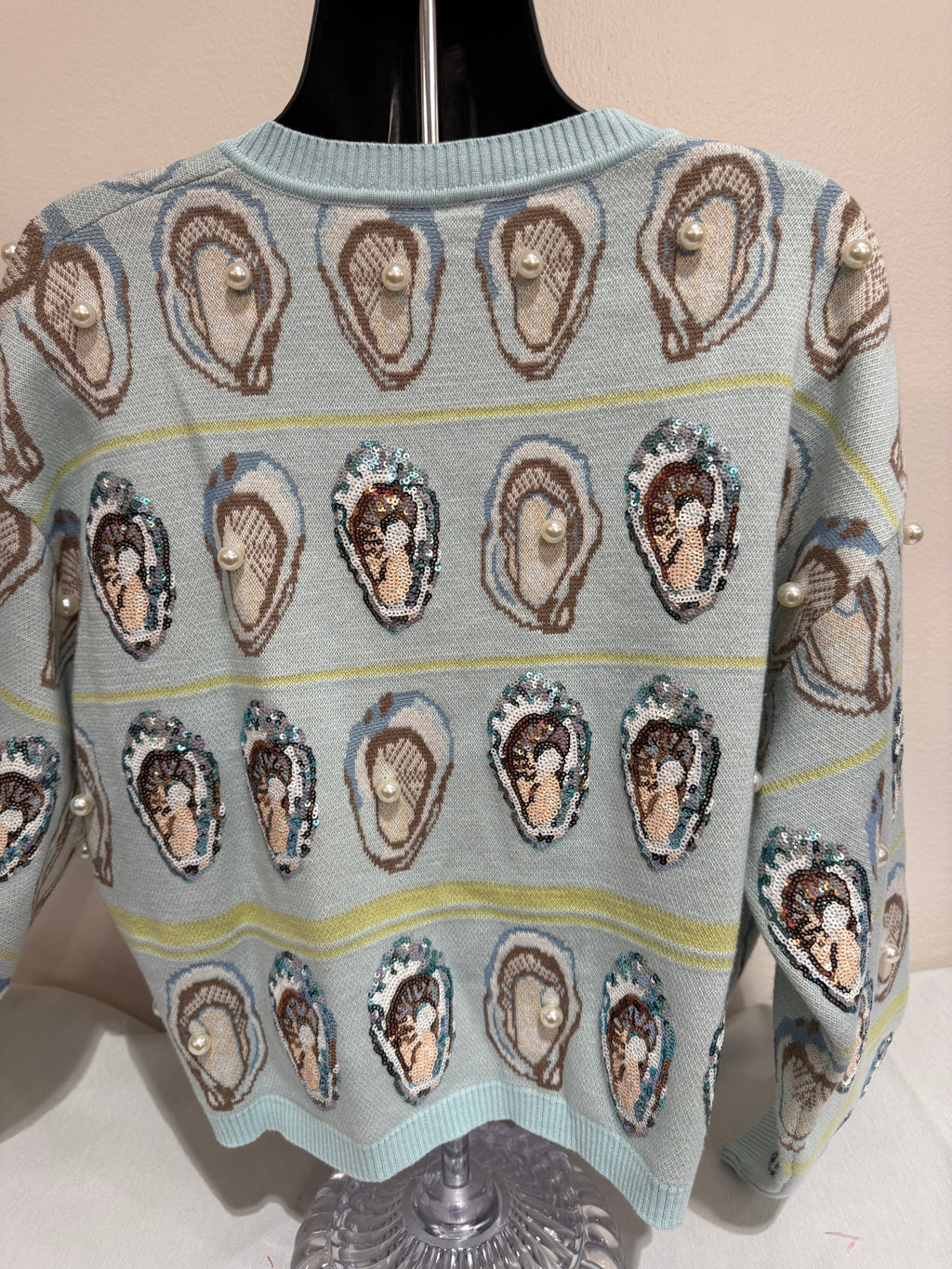 Queen of Sparkles - Oysters with Pearls Cardigan Tie Front Sweater
