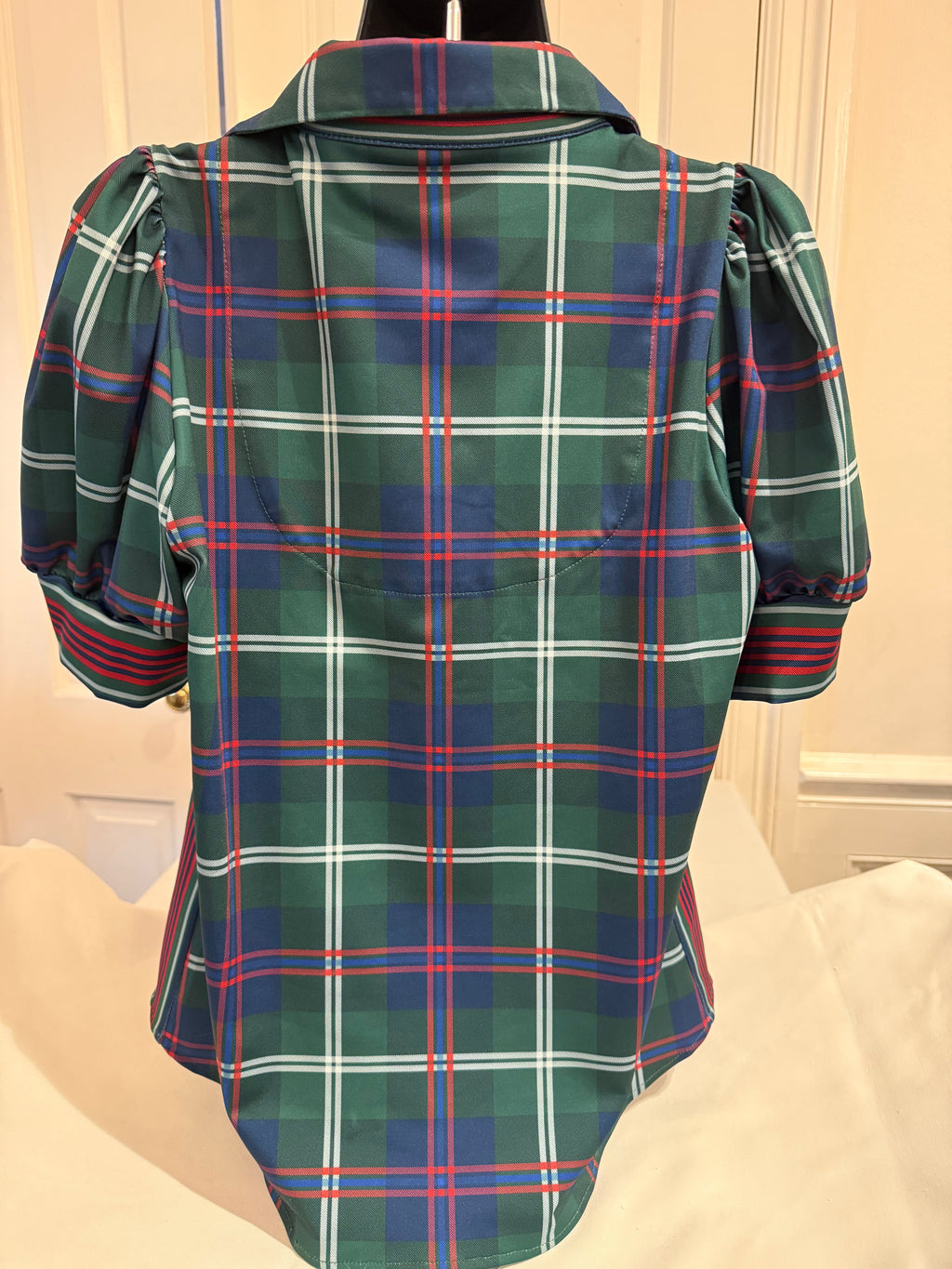 Gretchen Scott - Puff Sleeve Top - Middleton Plaid Green