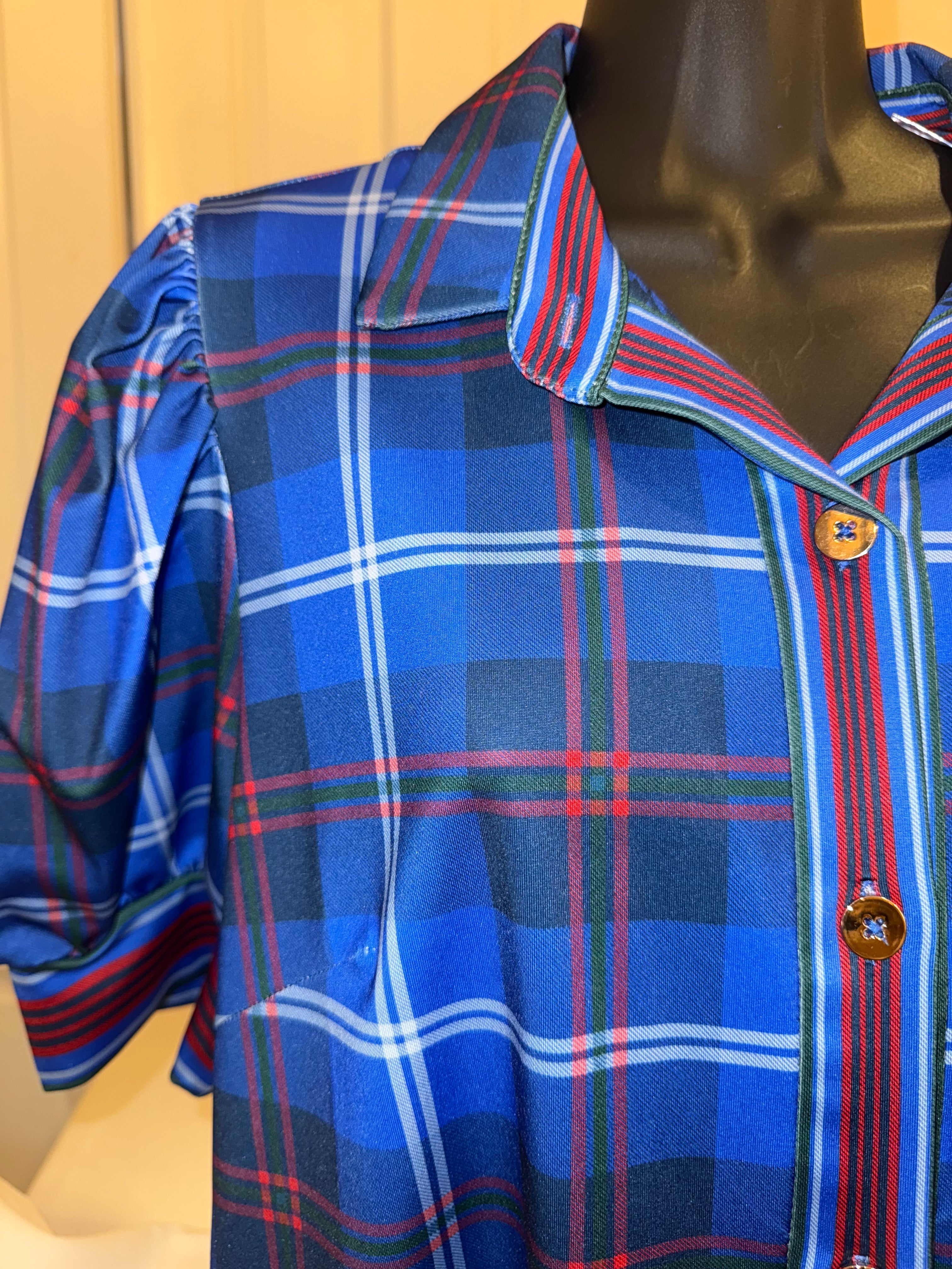 Gretchen Scott - Puff Sleeve Top - Middleton Plaid Blue