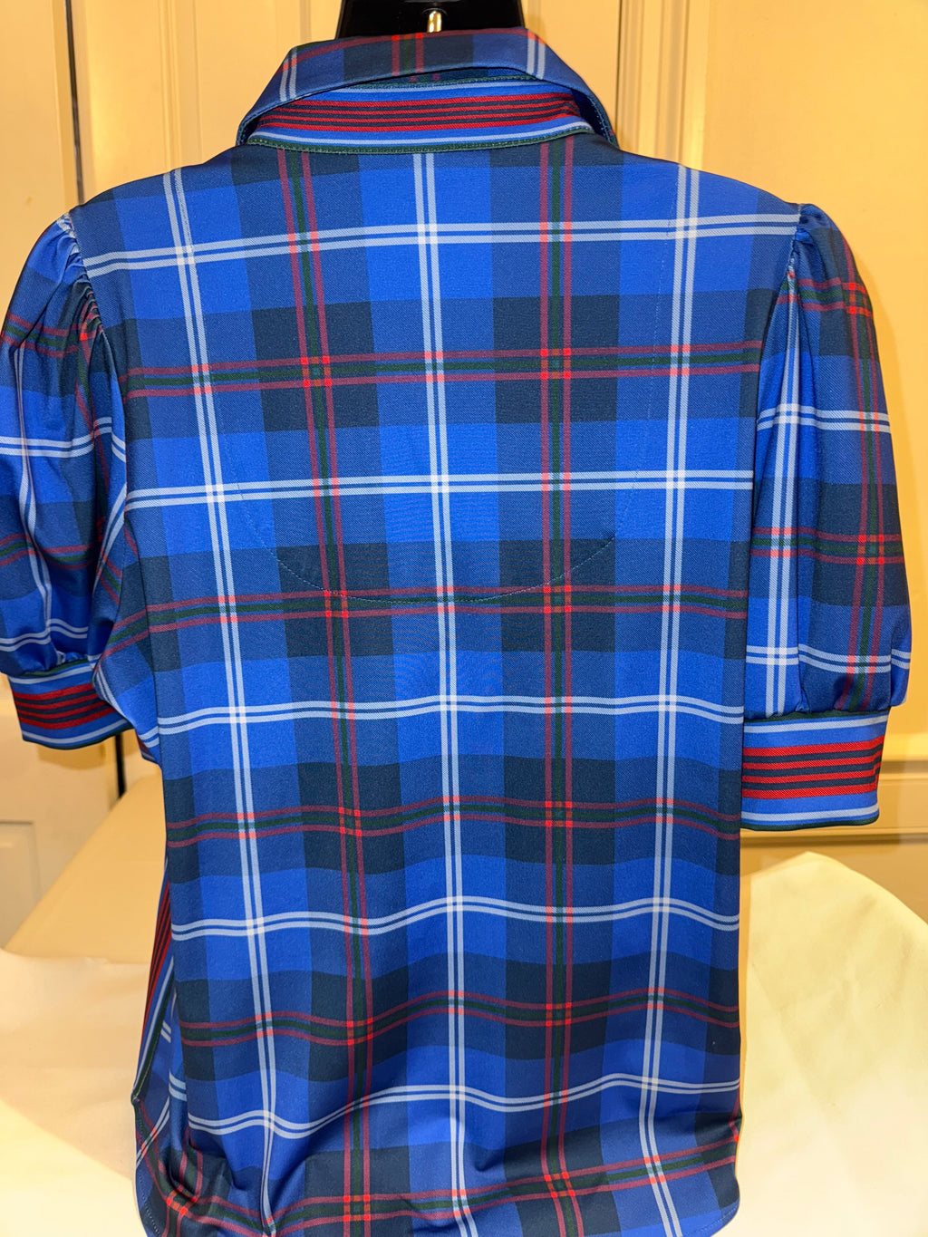 Gretchen Scott - Puff Sleeve Top - Middleton Plaid Blue
