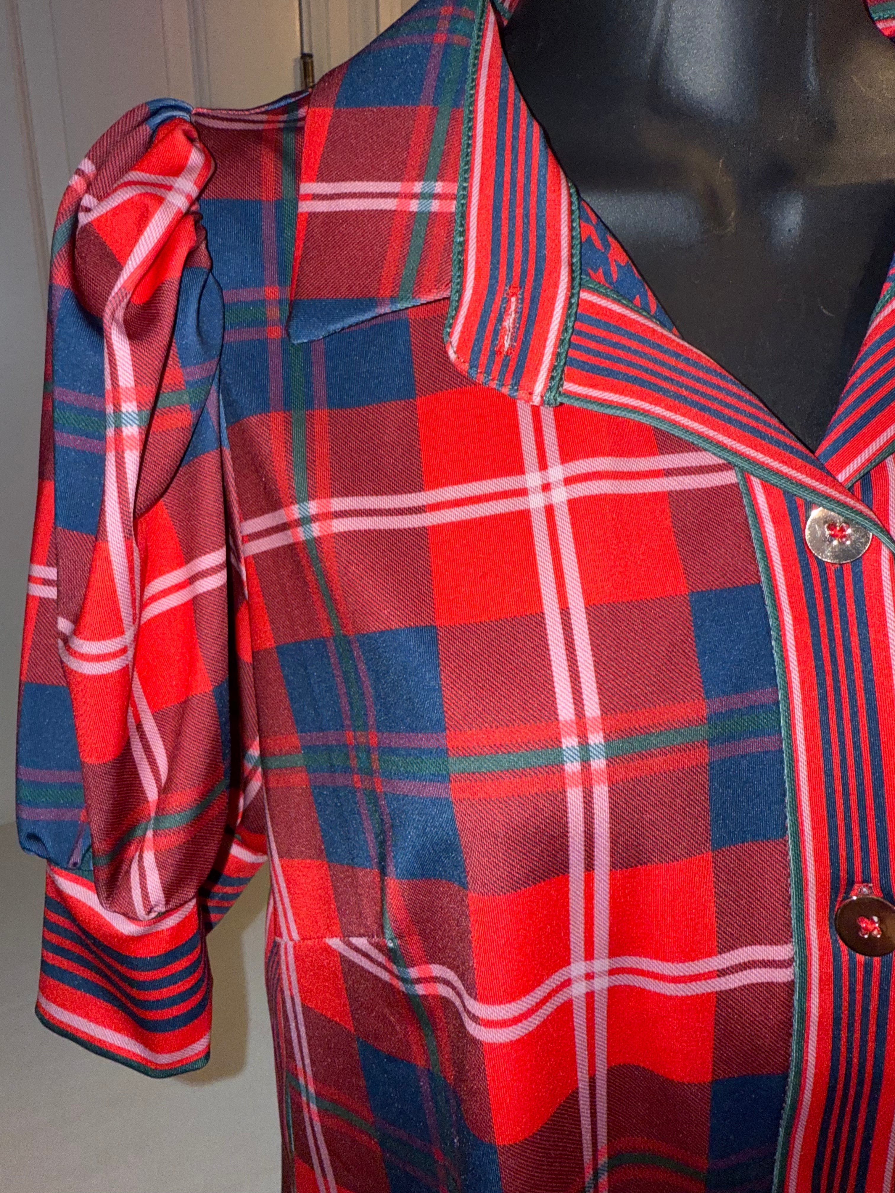 Gretchen Scott - Puff Sleeve Top - Middleton Plaid Red