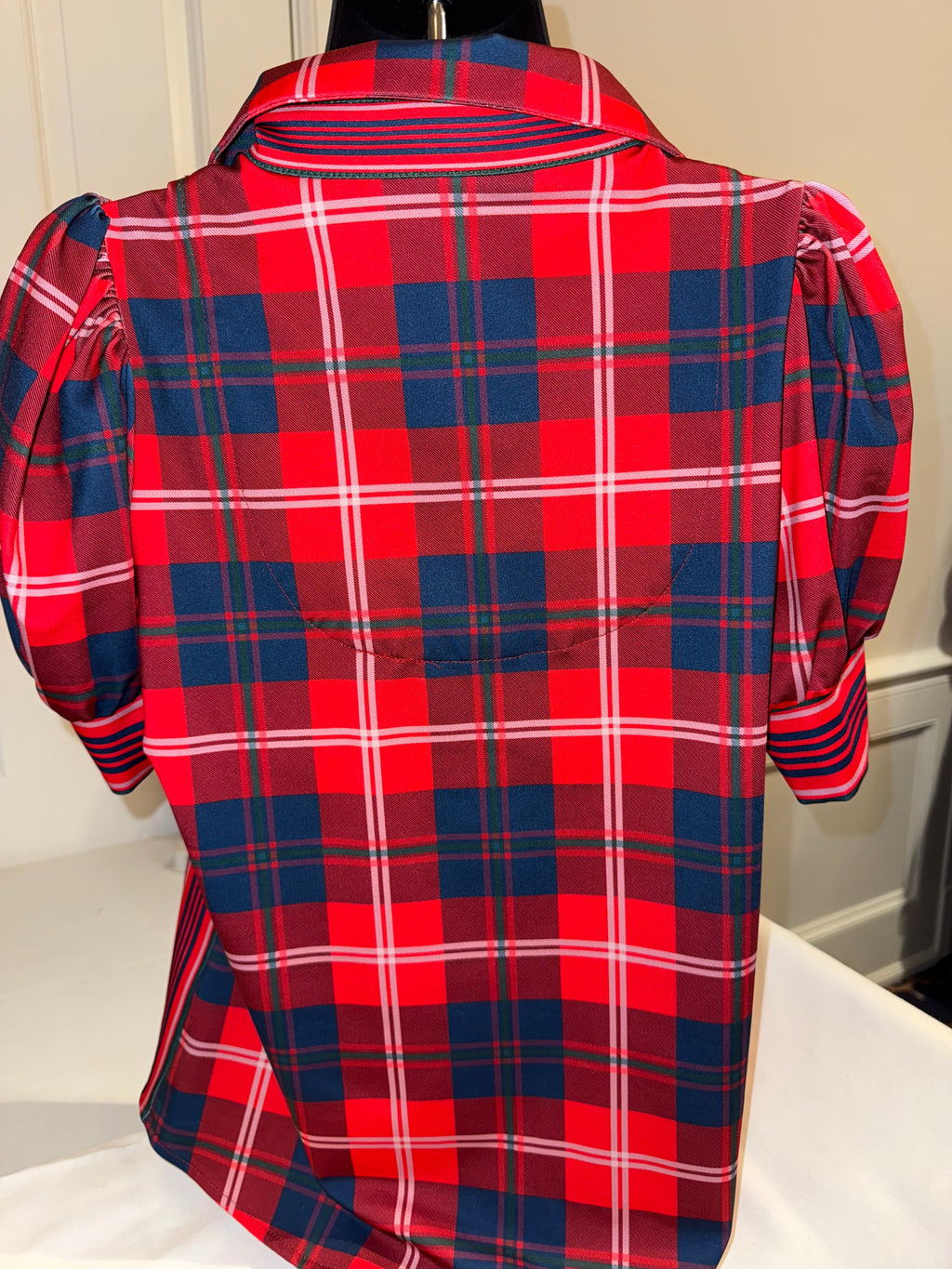 Gretchen Scott - Puff Sleeve Top - Middleton Plaid Red