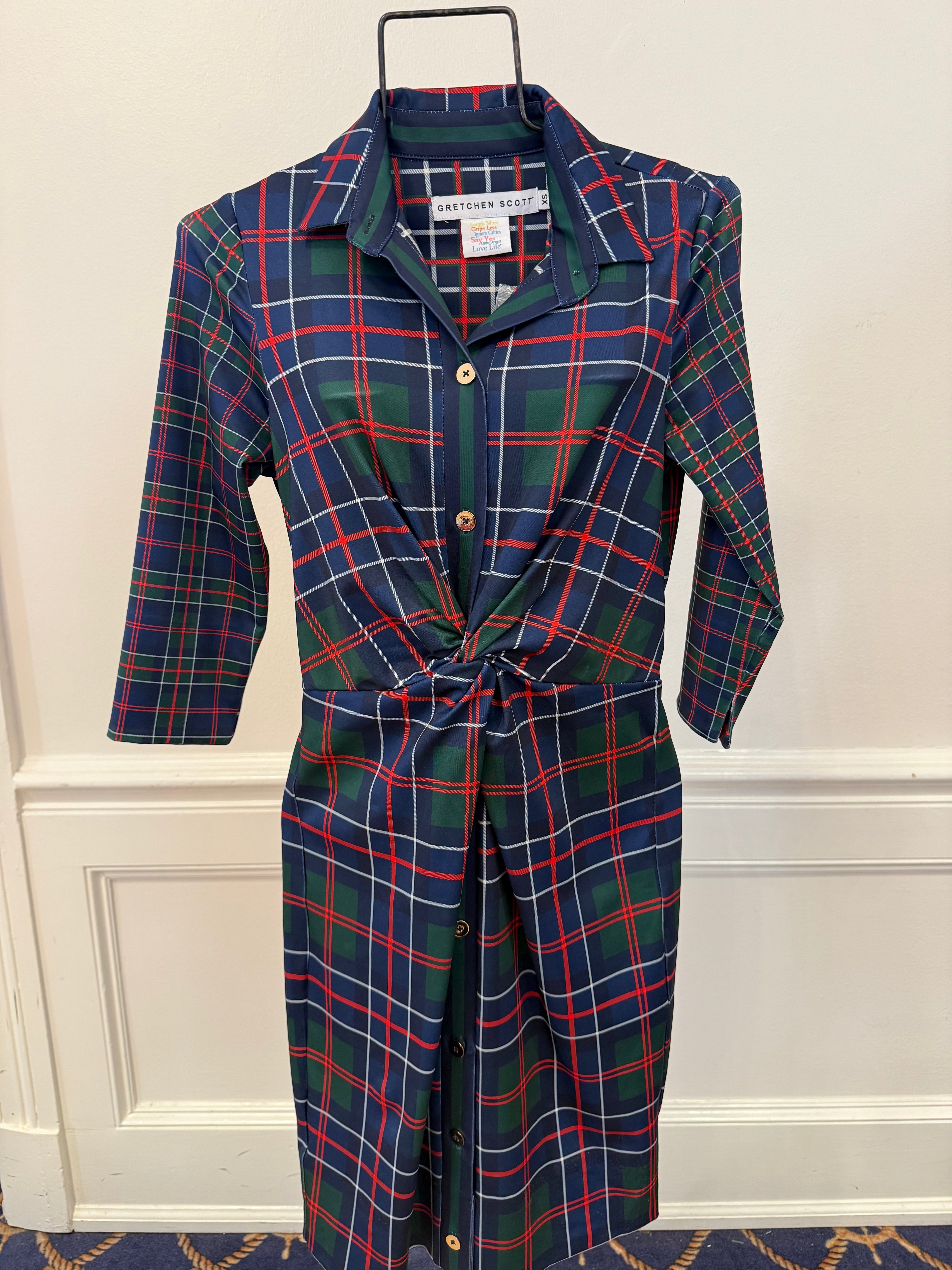 Gretchen Scott - Twist and Shout Dress Balmoral Multi Plaid Blue Green