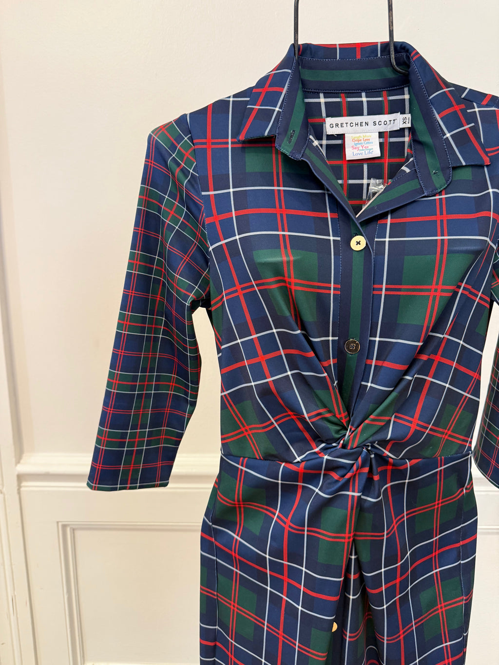 Gretchen Scott - Twist and Shout Dress Balmoral Multi Plaid Blue Green