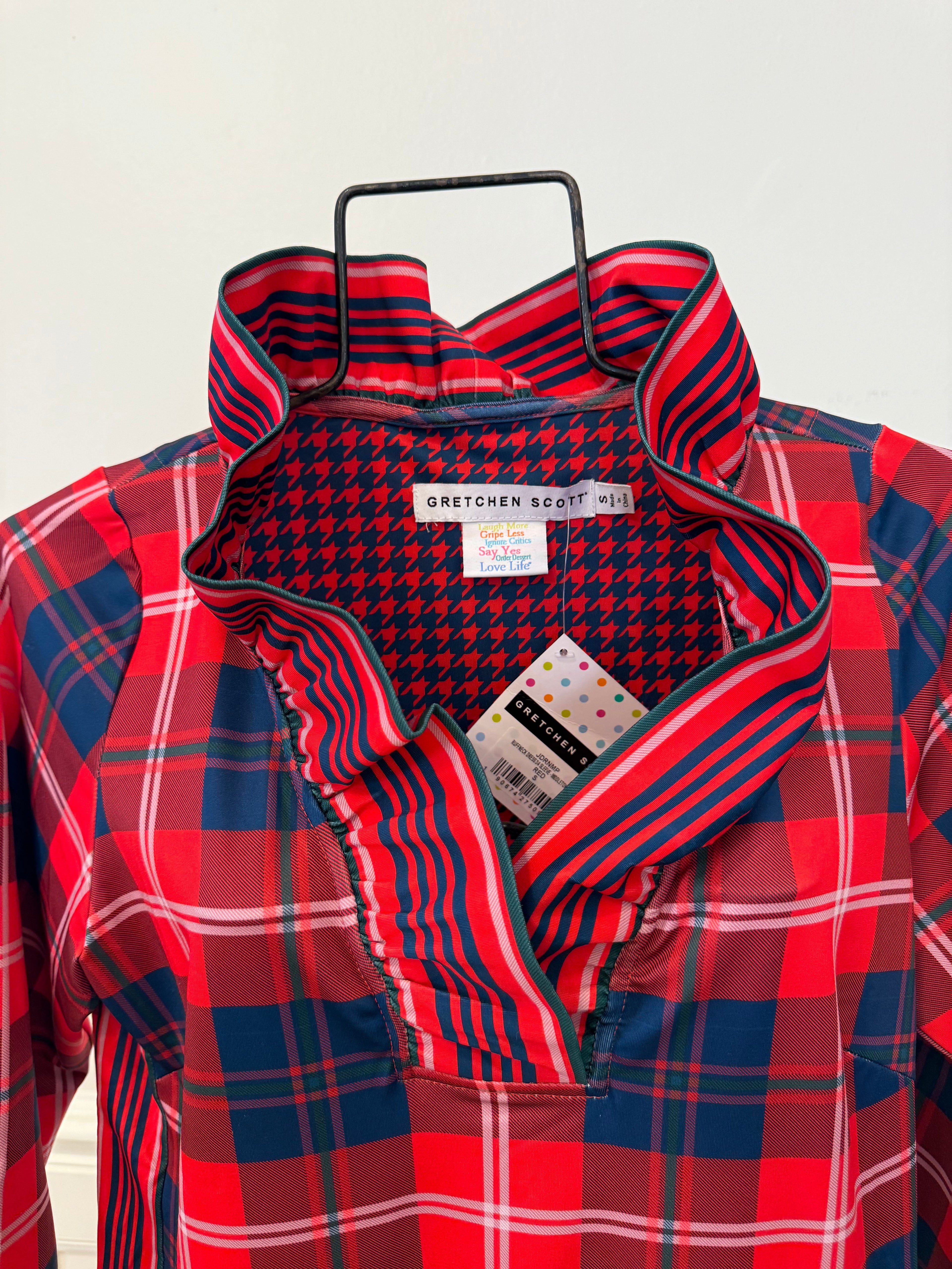 Gretchen Scott - Ruffneck Dress Middleton Plaid Red Multi