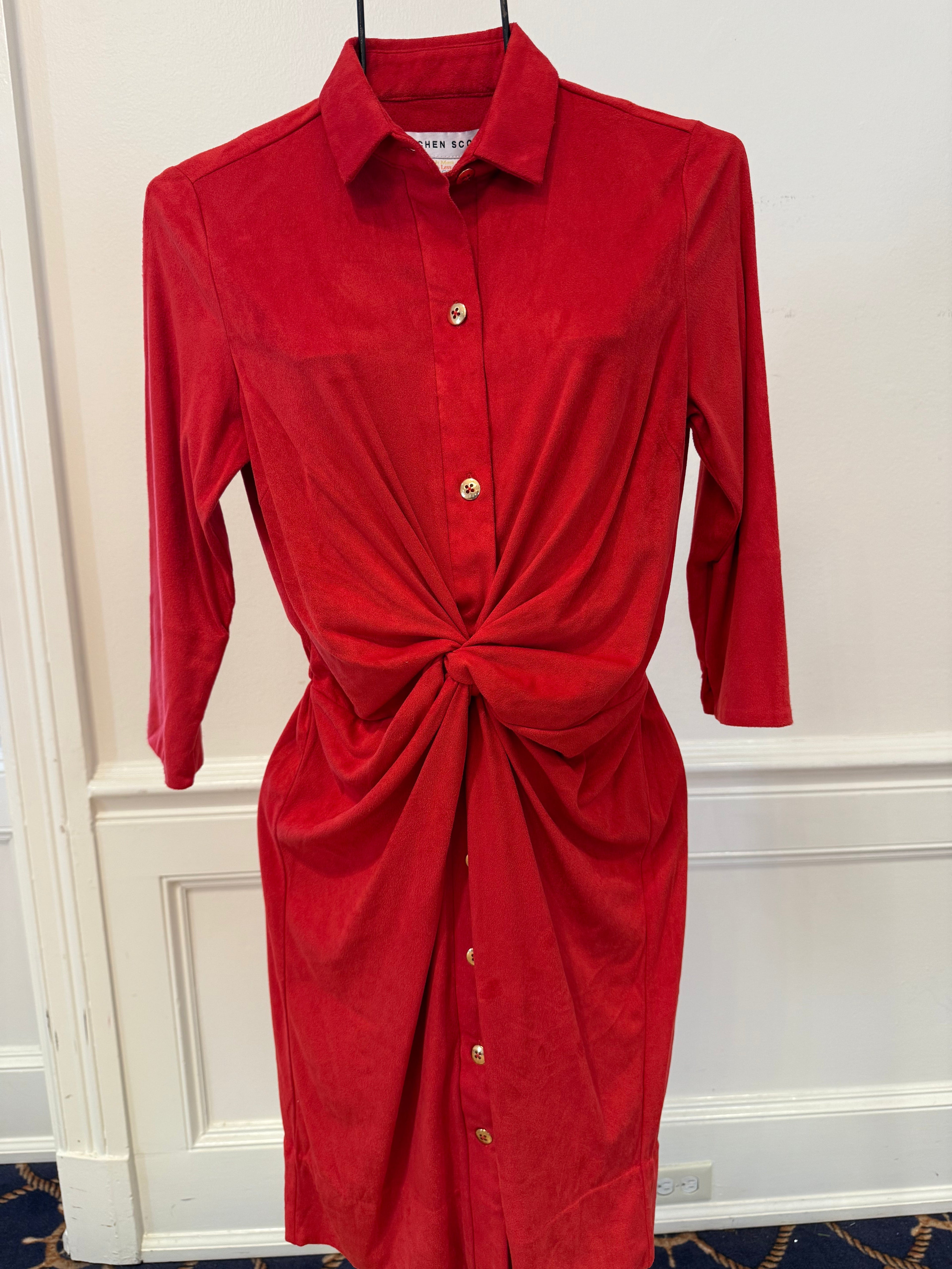 Gretchen Scott - Twist and Shout Dress Red Ultra Suede