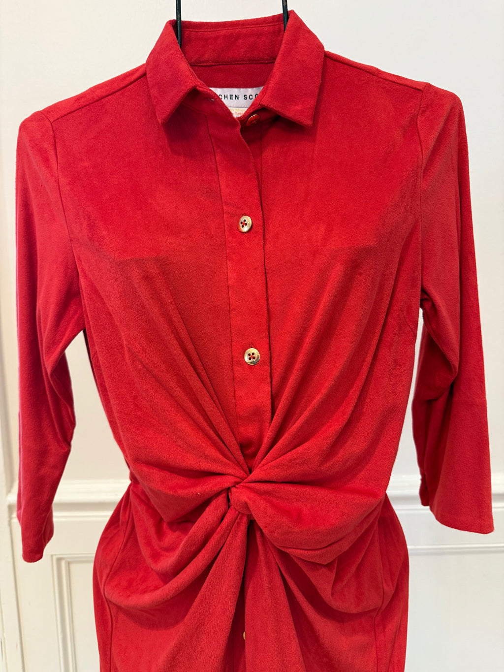 Gretchen Scott - Twist and Shout Dress Red Ultra Suede