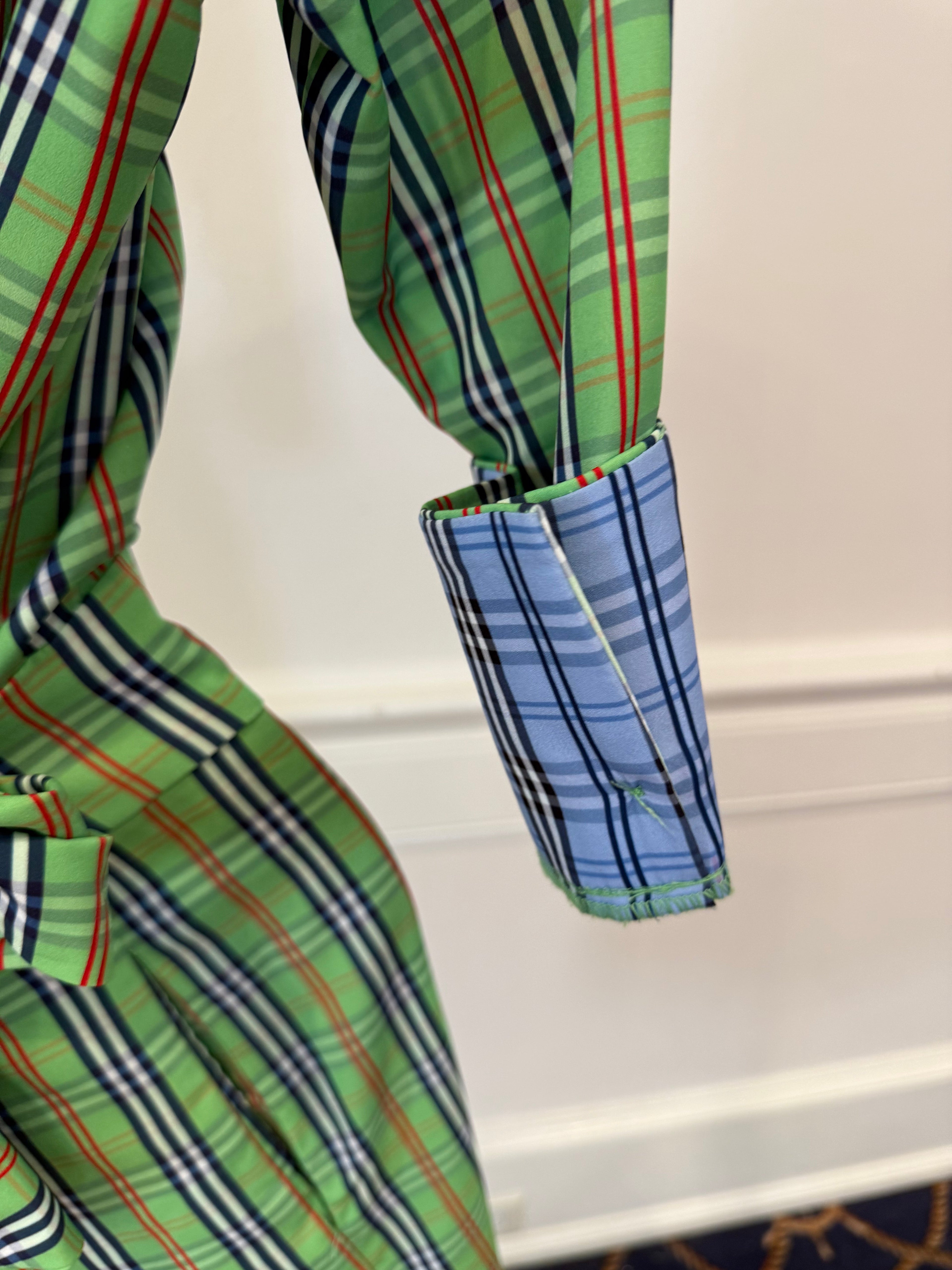 Gretchen Scott - Breezy Blouson Dress Sunshine Green Plaid