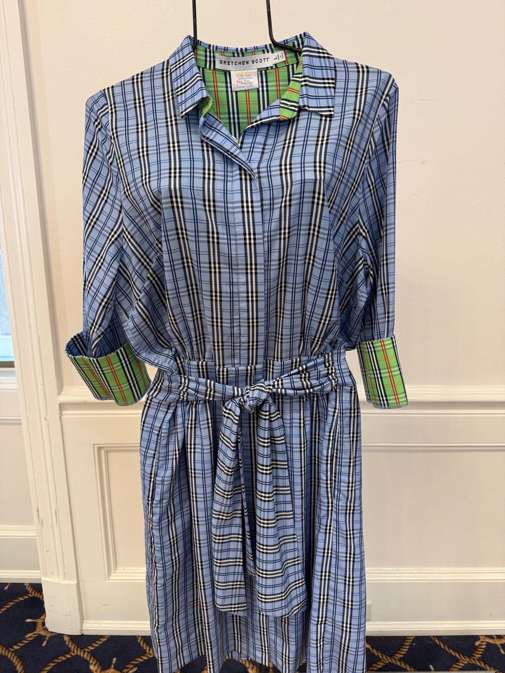 Gretchen Scott - Breezy Blouson Dress Periwinkle Plaid