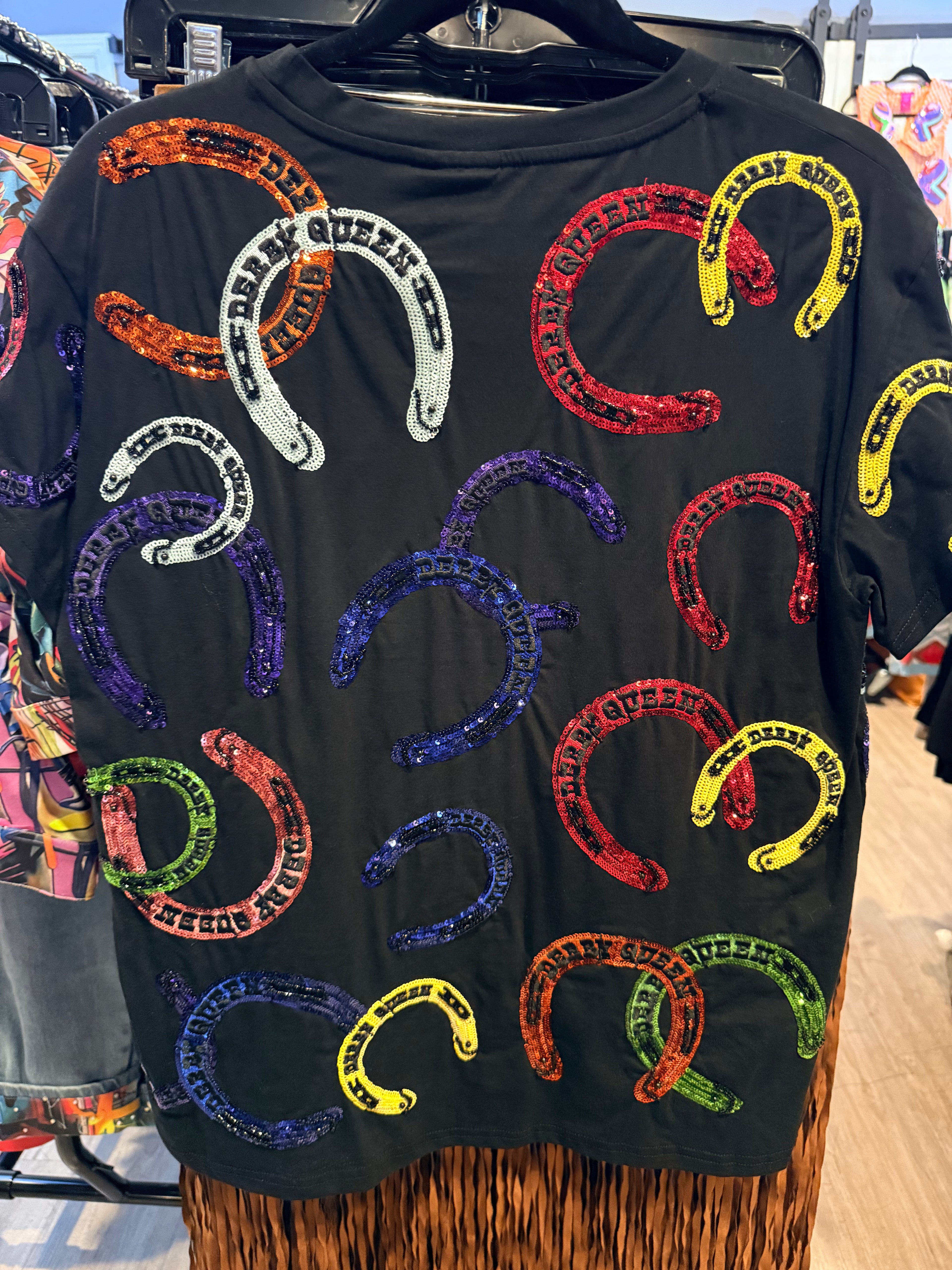 Queen of Sparkles -Black Horseshoe Tee