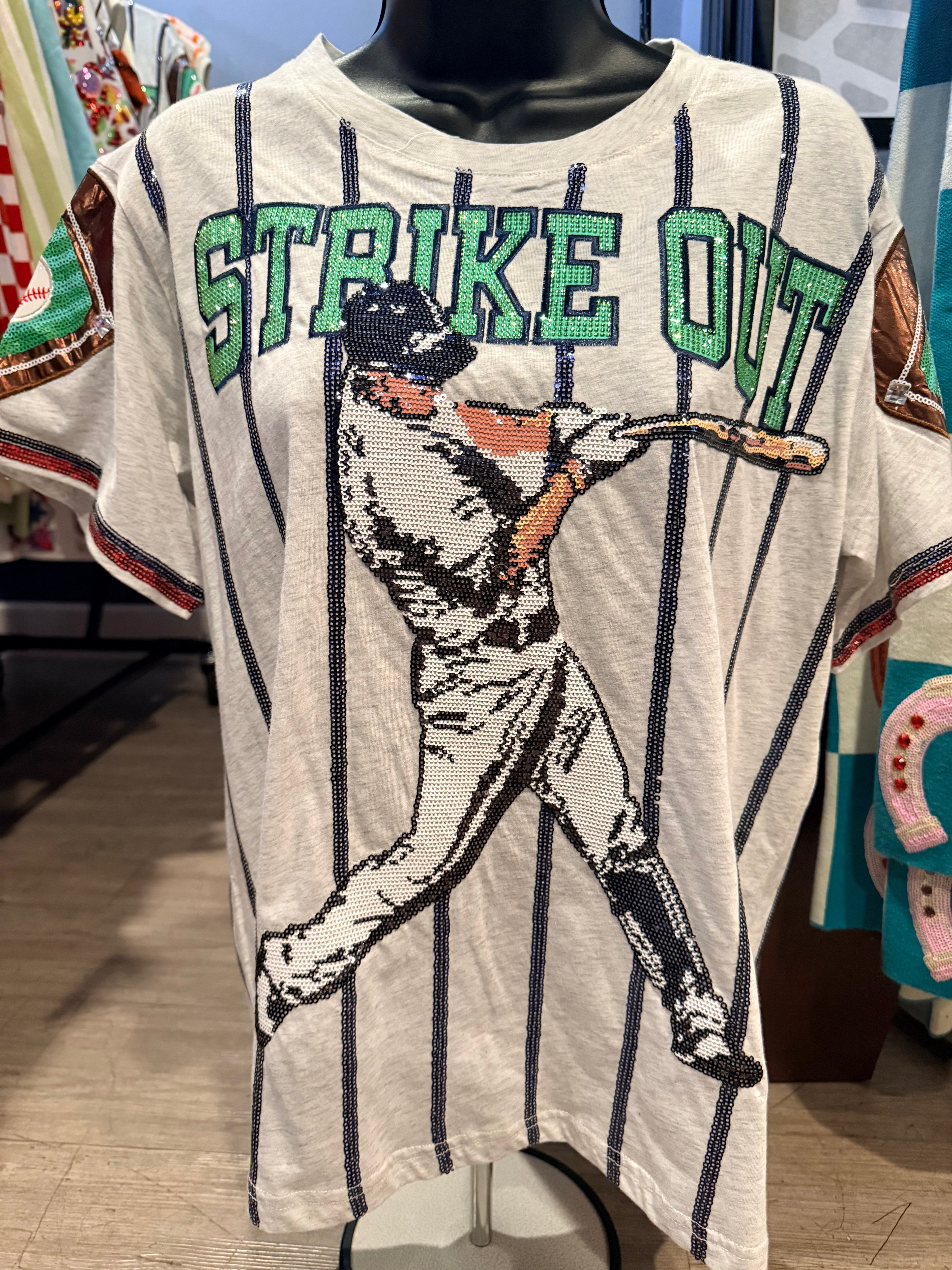 Queen of Sparkles - Striped Strike Out Tee