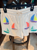 Mary Square White Sailboat Shorts
